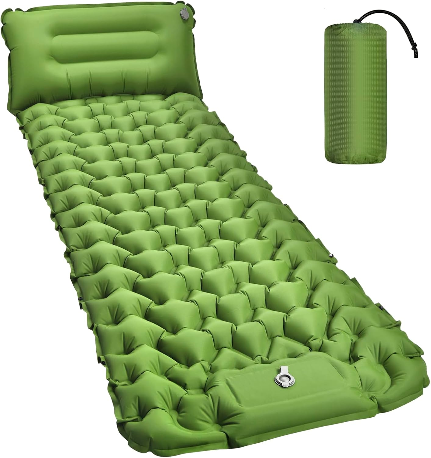 Amtake Camping Sleeping Pad, Self-Inflating Camping Mattress Sleeping Mat,10 Cm High Air Mattress with Built-In Foot Pump, Lightweight Inflatable for Traveling, Hiking and Outdoor (Blue)