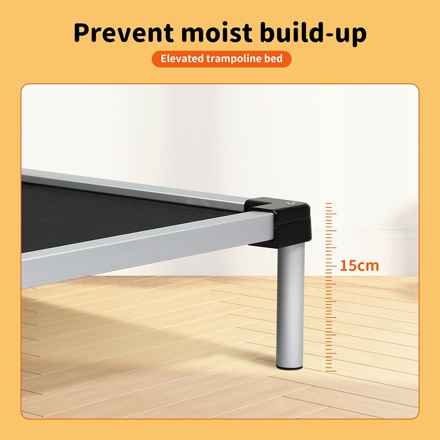 Pawz Elevated Dog Beds,Raised Pet Trampoline with Aluminum Frame,Chew Proof,No-Slip Feet,Durable Supportive Teslin Mesh/Oxford Cloth,Breathable,Indoor and Outdoor Use, Pillow Support image number 4