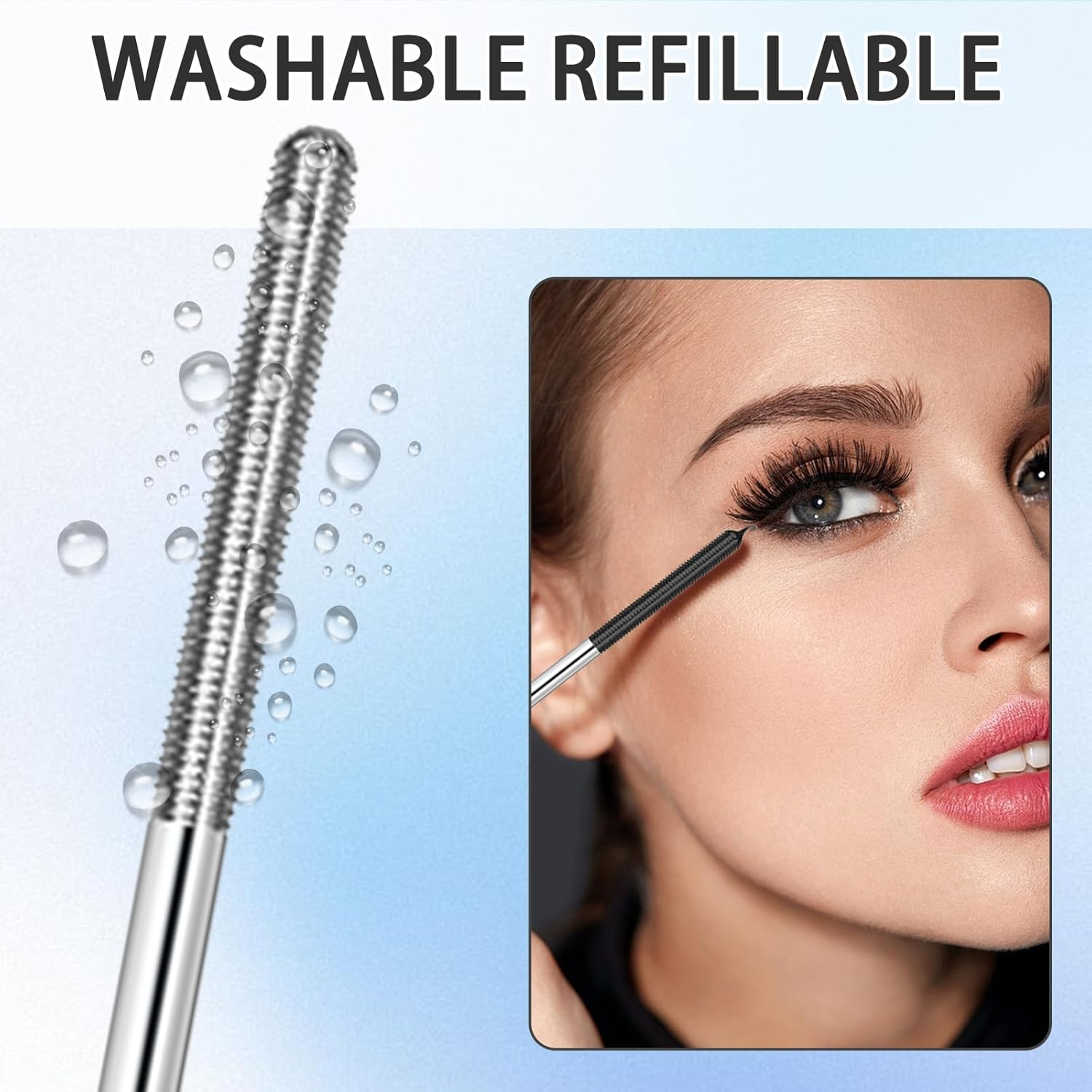 WALULAN Black Metal Silky Mascara Big Eyes Makeup,Mascara Black Volume and Length, Longer and Thicker Styling,Voluminous Lashes, No Clumping, No Smudging