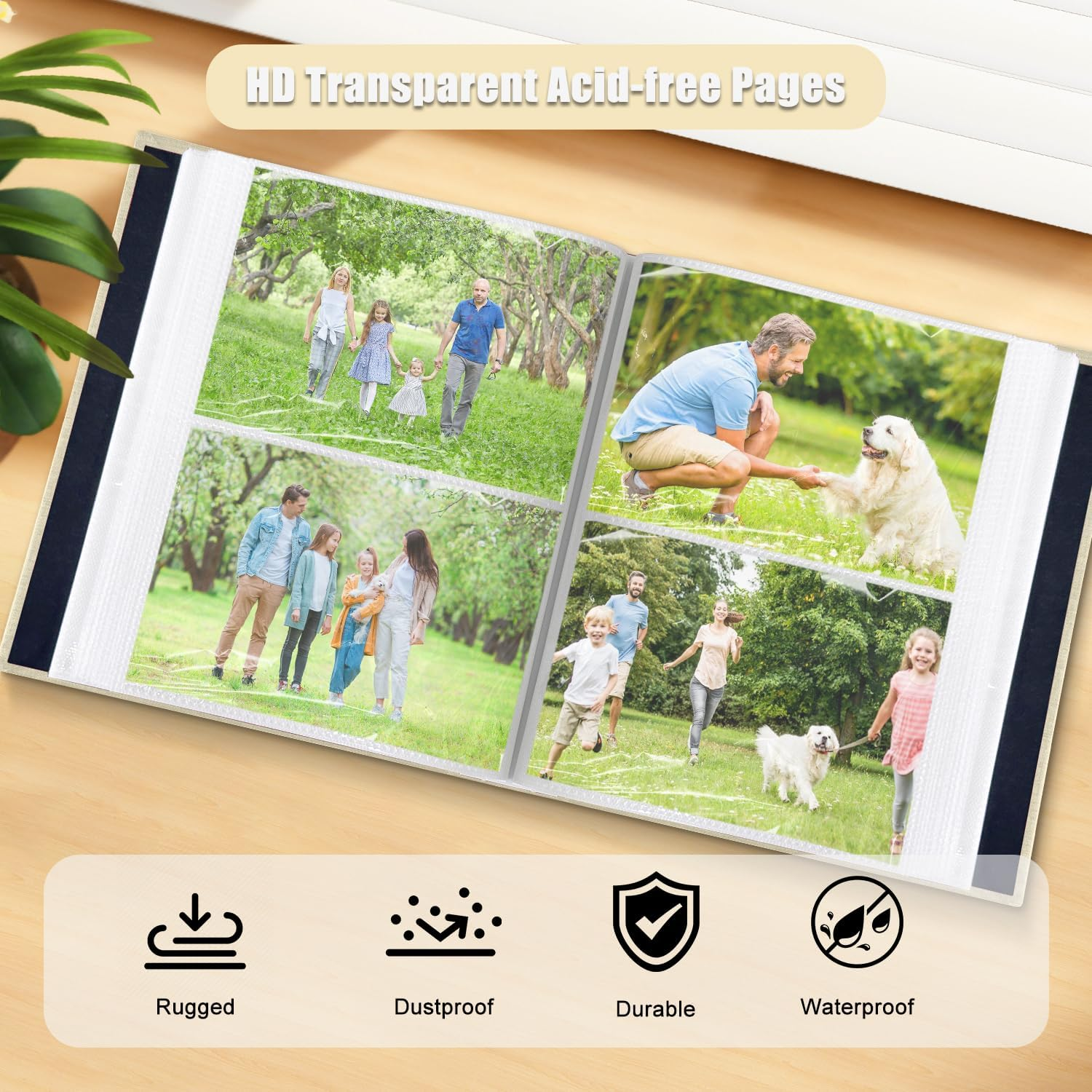 200-Pocket Photo Album 4X6 - Slip-In Picture Album with Linen Cover & Display Window, Vertical Photo Book for Wedding, Family, Baby, Anniversary & Vacation Memories (Holds 200 Photos) image number 5