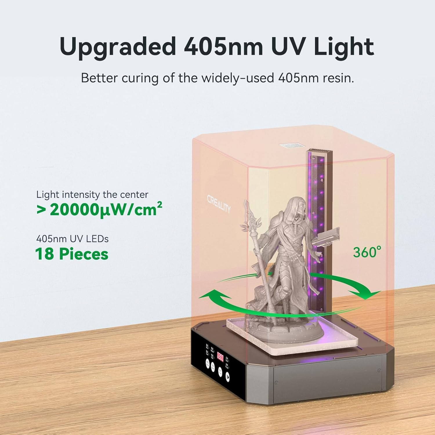 Creality Wash and Cure Station UW-03 2 in 1 Machine Resin 3D Printer Upgraded 405Nm UV Curing Rotary Box Bucket for LCD/DLP/SLA Size 8.26X6.29X7.87In image number 4