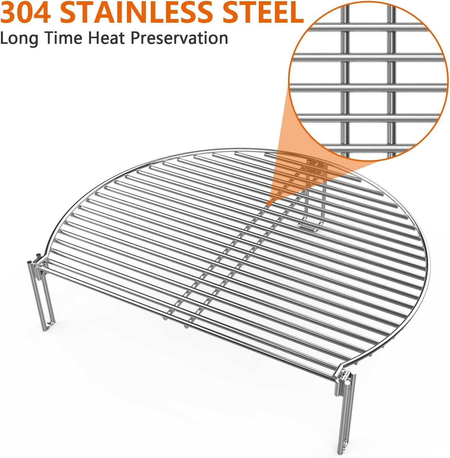 Mixrbbq Grill Expander Rack for Big Green Egg Large & XL, Kamado Joe Classic Ceramic Grill, Chargriller 18" Akorn, Weber Kettle Grill Gas Grills, Stainless Steel Stack Rack Expansion Grilling Grid image number 1