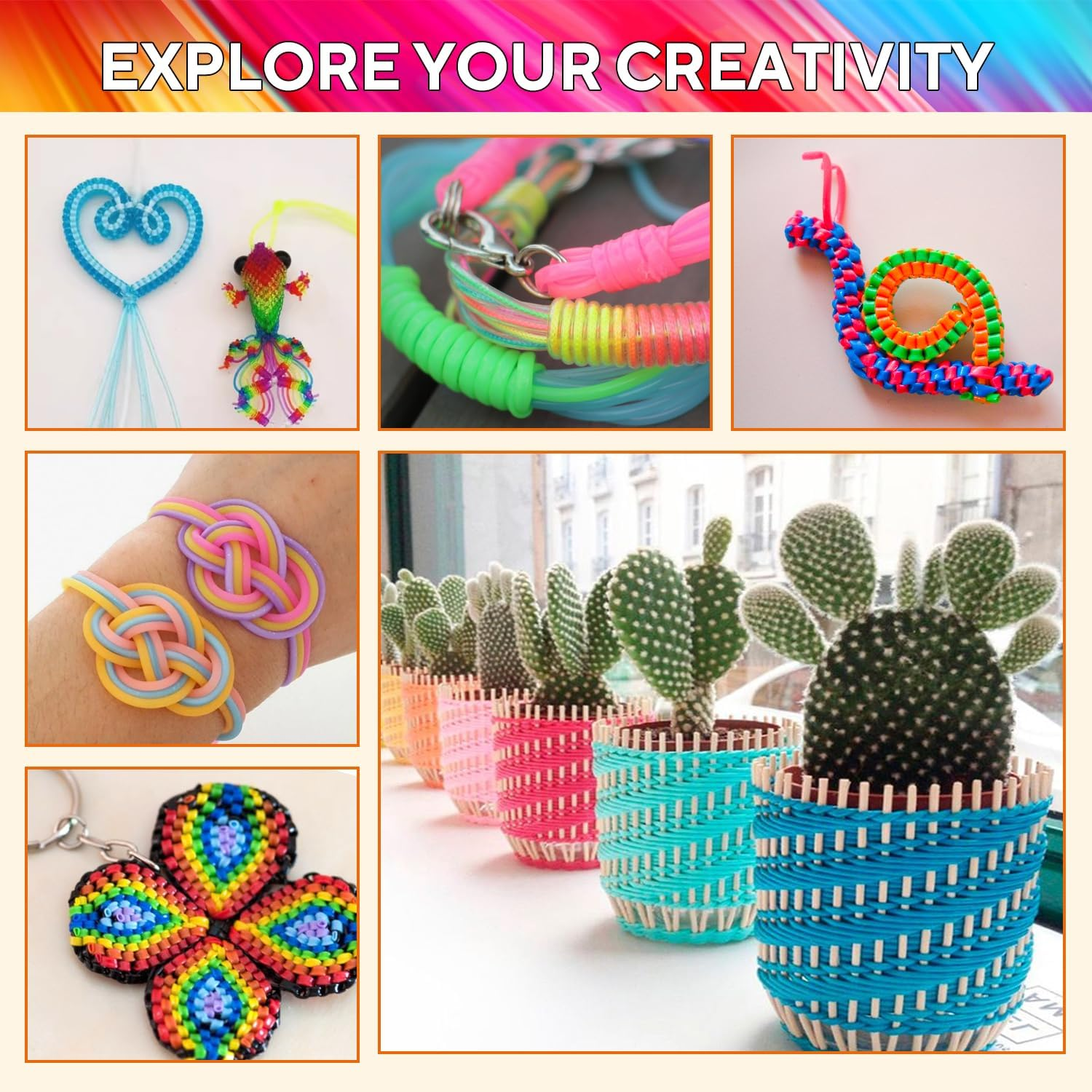 295 Piece Scooby DOO Ribbons Set, Scoubidou Ribbons, Latch Bands with Keychain, Hooks, Wooden Beads, Pom Poms, Craft Wire and Pipe Cleaners for Crafts Bracelets, Necklaces, Keyrings and DIY image number 6