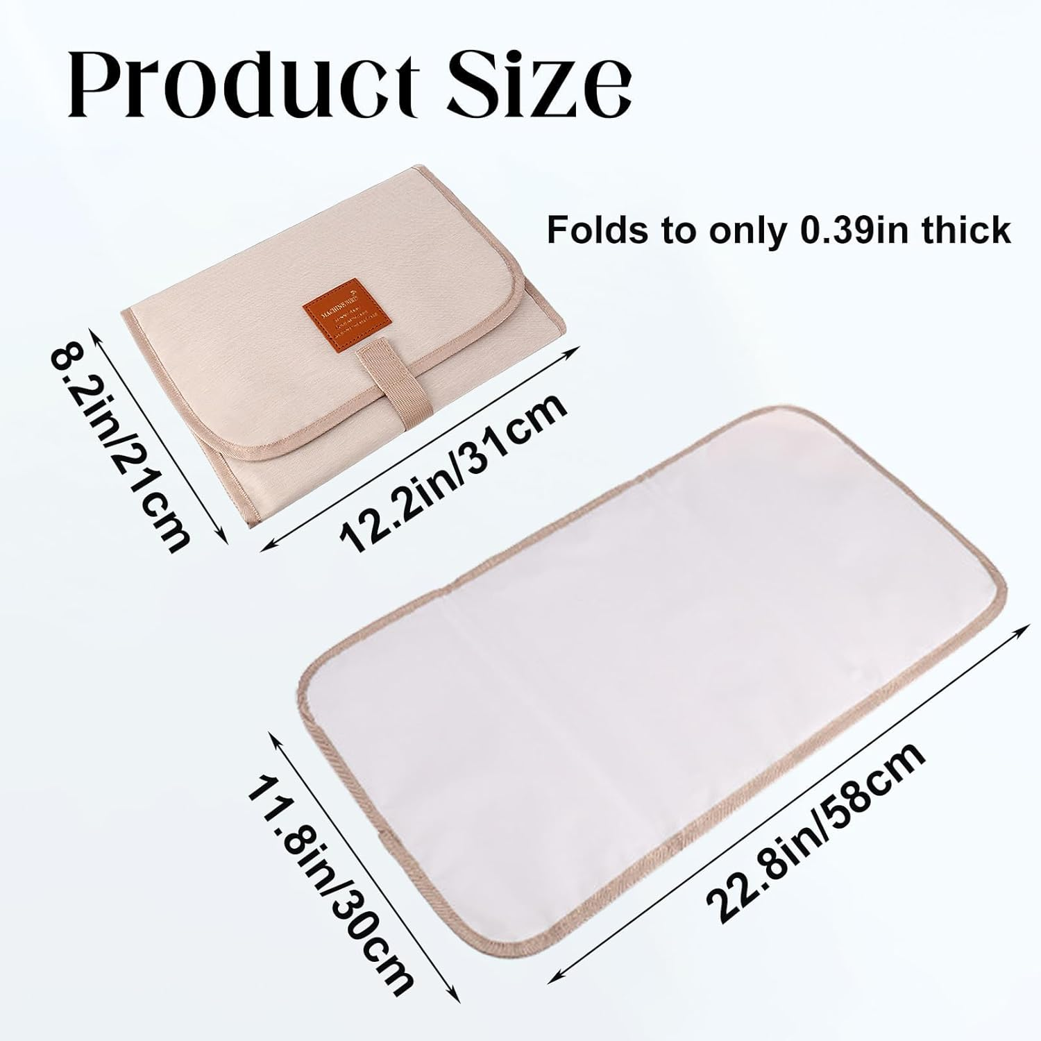 Changing Mat Portable - 1 Pcs Portable Changing Mat, Waterproof Foldable Baby Changer Pads, Machine Washable, Travel Baby Changer Pads for Moms and Dads (Ivory) image number 2