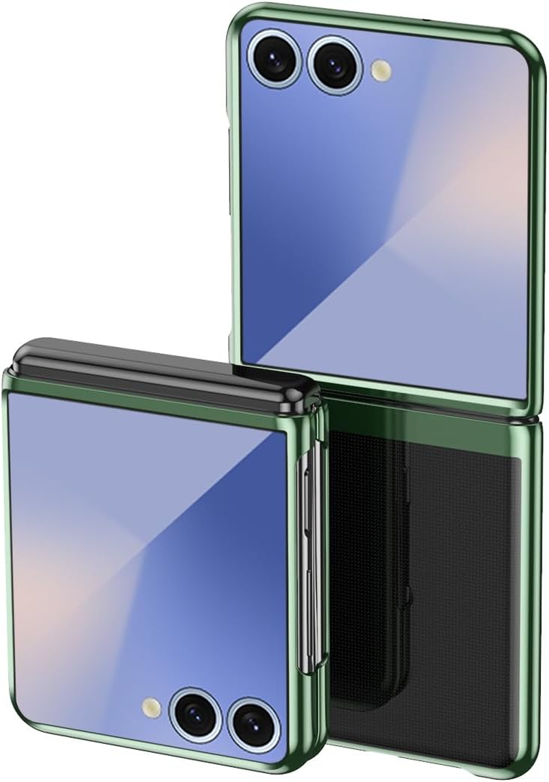 MOJIA Case for Samsung Galaxy Z Flip7 Electroplating Frame Bumper Plating Protective Cover Slim Scratch Shockproof Transparent Phone Case. Rose Gold