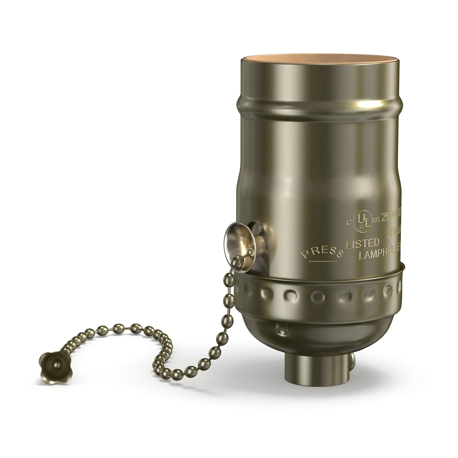 Brightark E27 Pull Chain Lamp Socket, E26/E27 Standard Threaded Base, Lamp Parts for Table and Floor Lamps, Light Bulb Socket with Pull Chain Lamp Switch, Lamp Socket Replacement, 1 Pcs(Antique Brass) image number 3