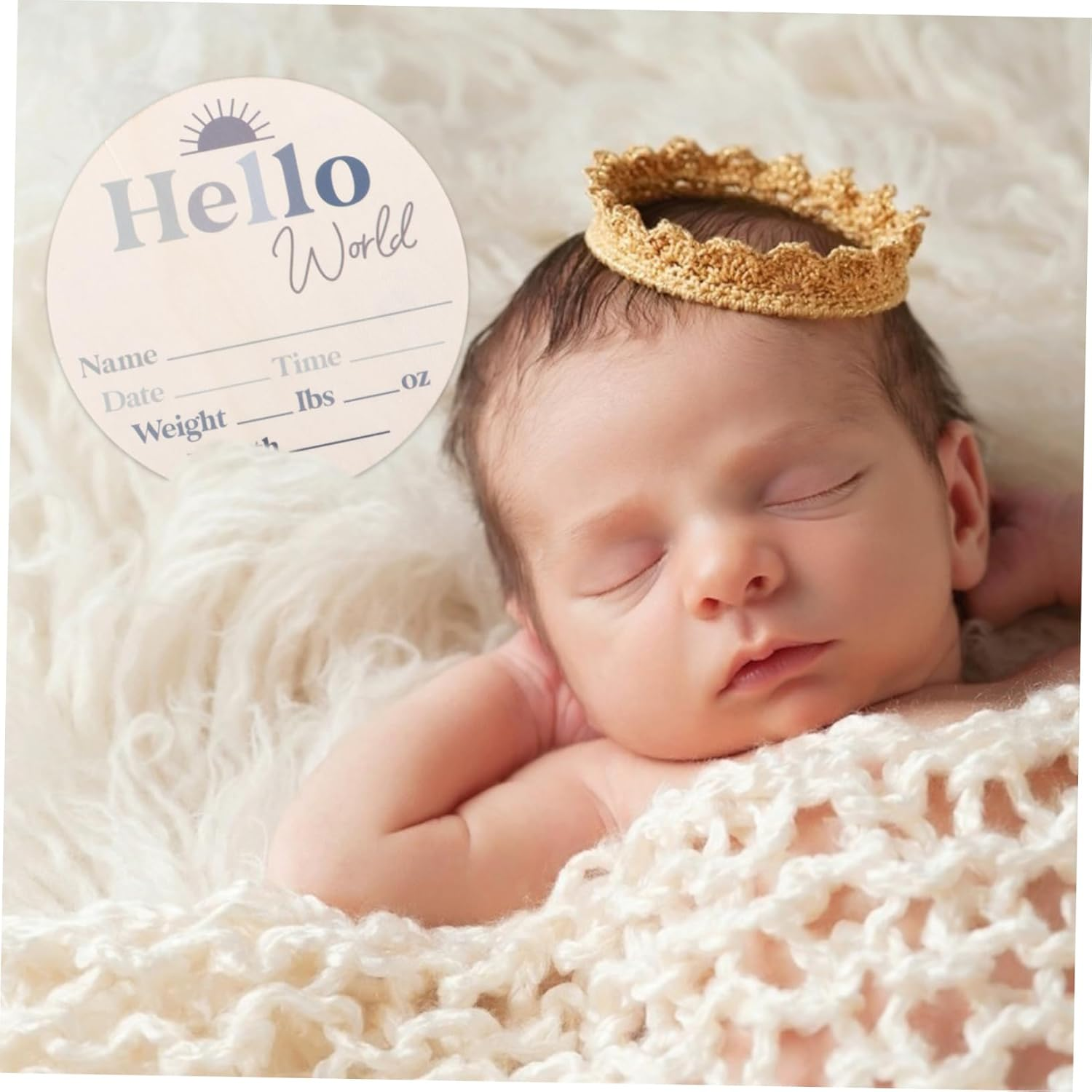 Unique Floral Design Growth Commemorative Card Wood Shower Sign for Newborn Milestone Record