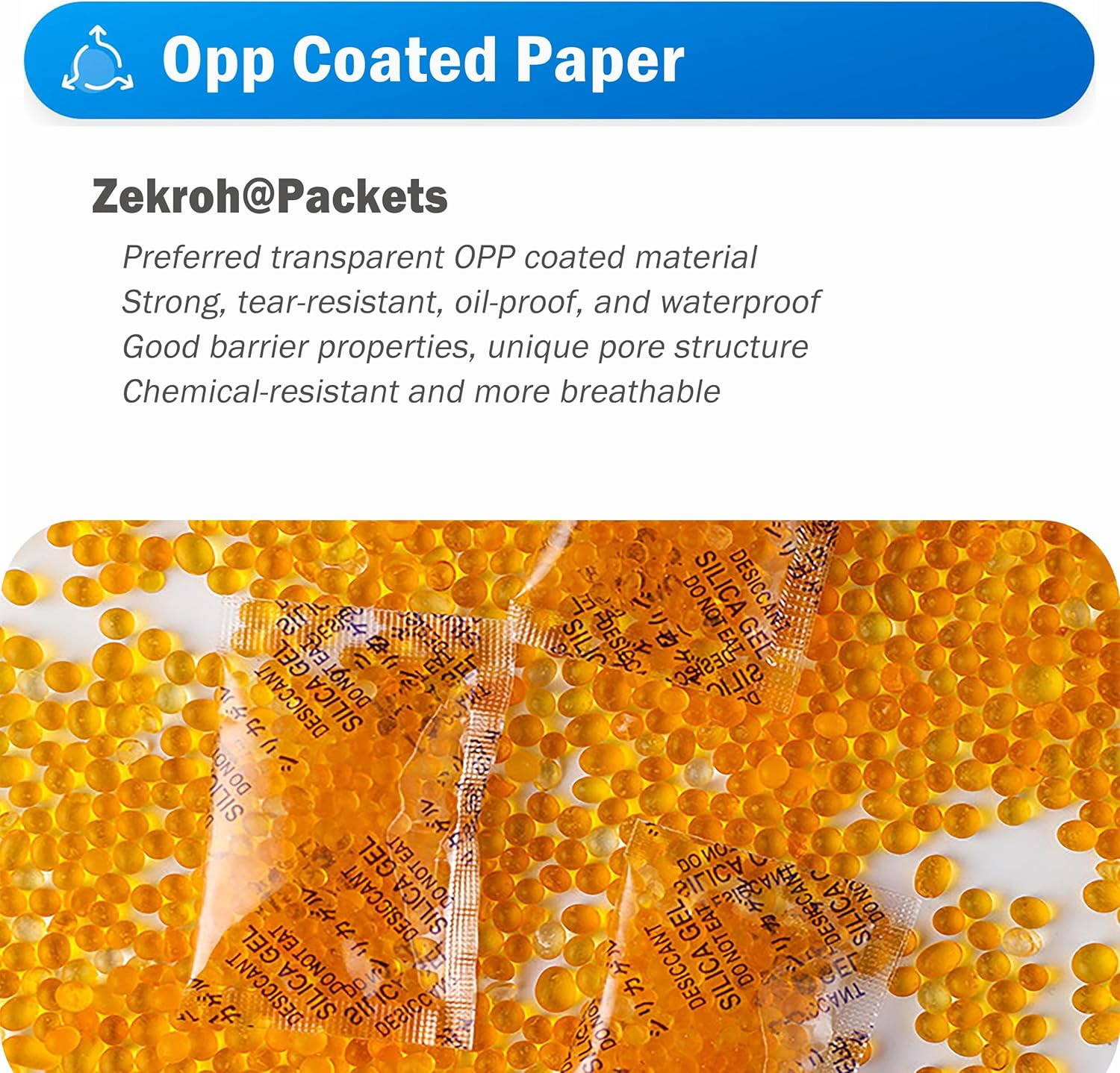 Zekroh 50 Gram [24 Packets] Premium Orange Indicating Silica Gel Desiccant Beads, Reusable Premium Silica Gel Packets, Moisture Absorbers for Control Absorbing for Electronics, Camera, Food, Spices (2) image number 4
