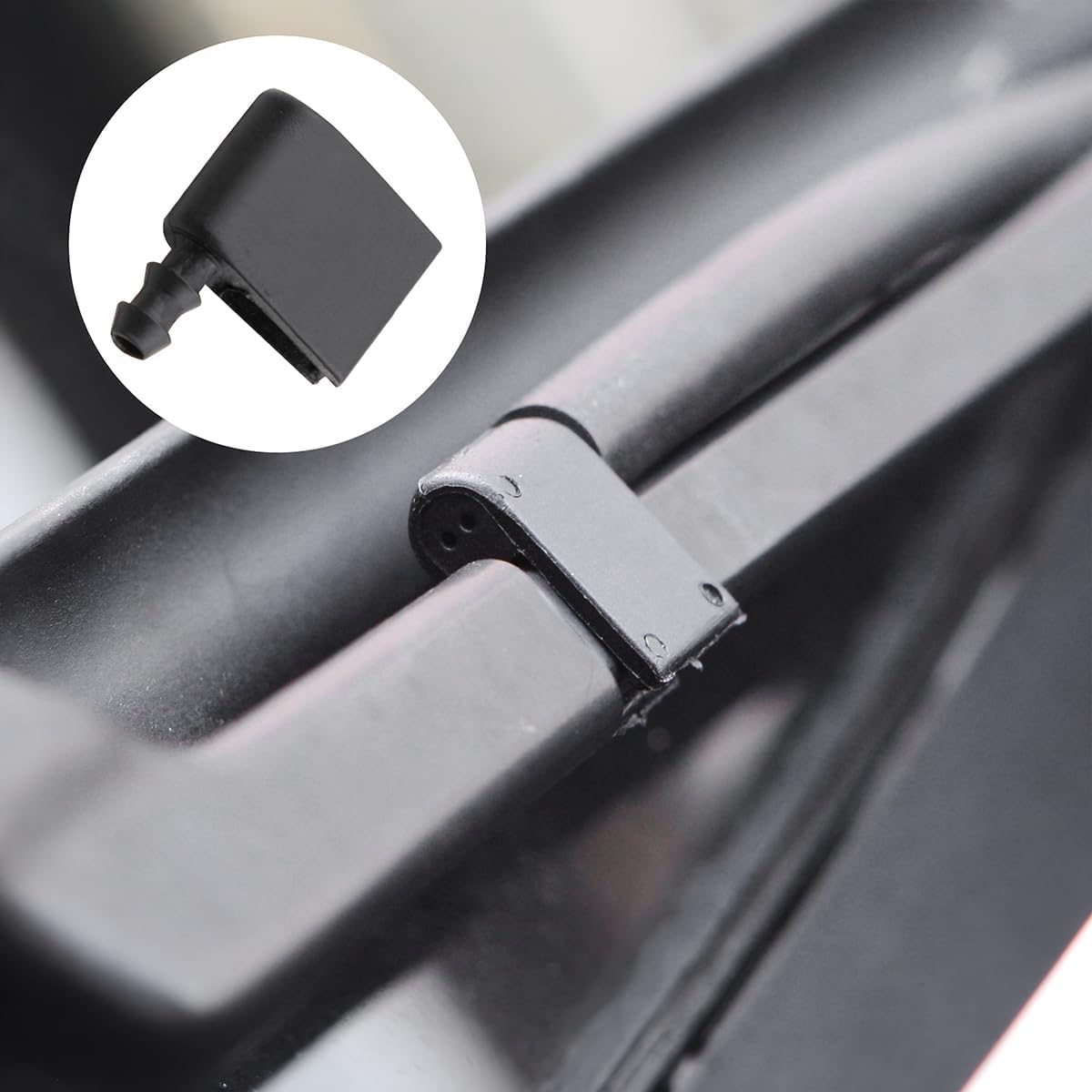 2 PCS Windshield Wiper Arm Nozzle Jet, Windshield Washer Nozzle Kit with 2M Fluid Hose and 4 Pcs Hose Connectors, Wiper Sprayer Replacement Kit 2E1955985 2E1955986 (2*Nozzle+4*Connectors+Hose)