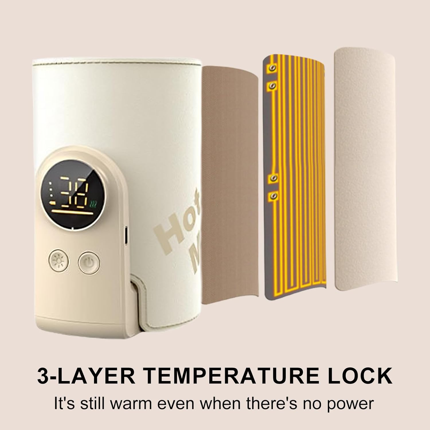 Portable Bottle Warmer, Fast Charging Infant Bottle Warmer, Portable Baby Milk Warmer with LED Display, 6-Speed Temperature Control, 360 Degree Wrap Even Warming, for Home and Outing image number 5