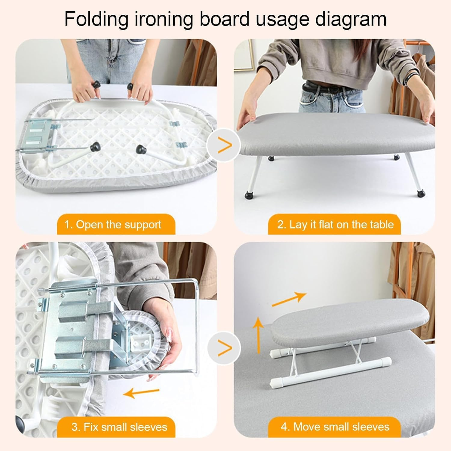 Countertop Ironing Board, Foldable Ironing Board with Ironing Rest,Portable Sleeve Ironing Table Top Mini Space Saving Ironing Station Covert-Leg Heat Resistance Pad for Laundry Travel Dorm Home image number 5