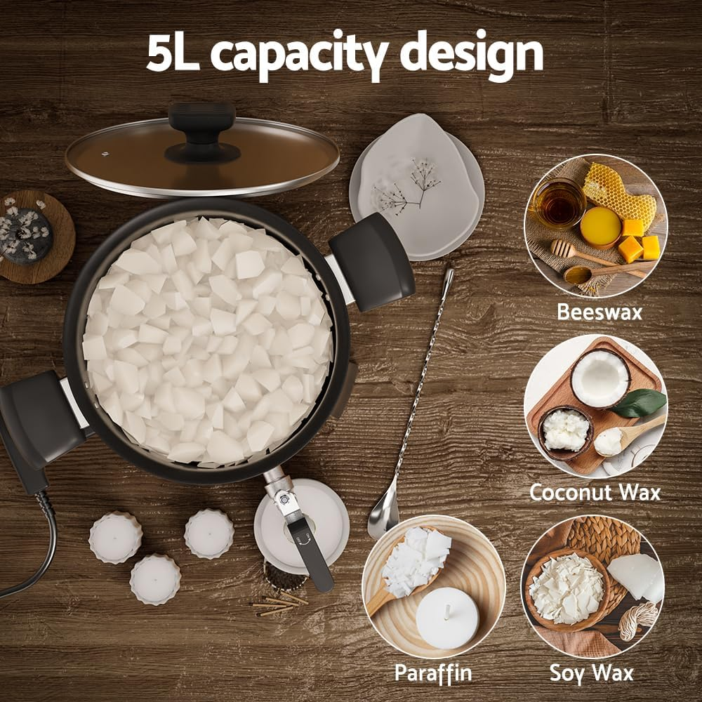 Devanti 5L Wax Melter Candle Making 1200W Melting Pot Furnace Pour Spout Soap image number 2