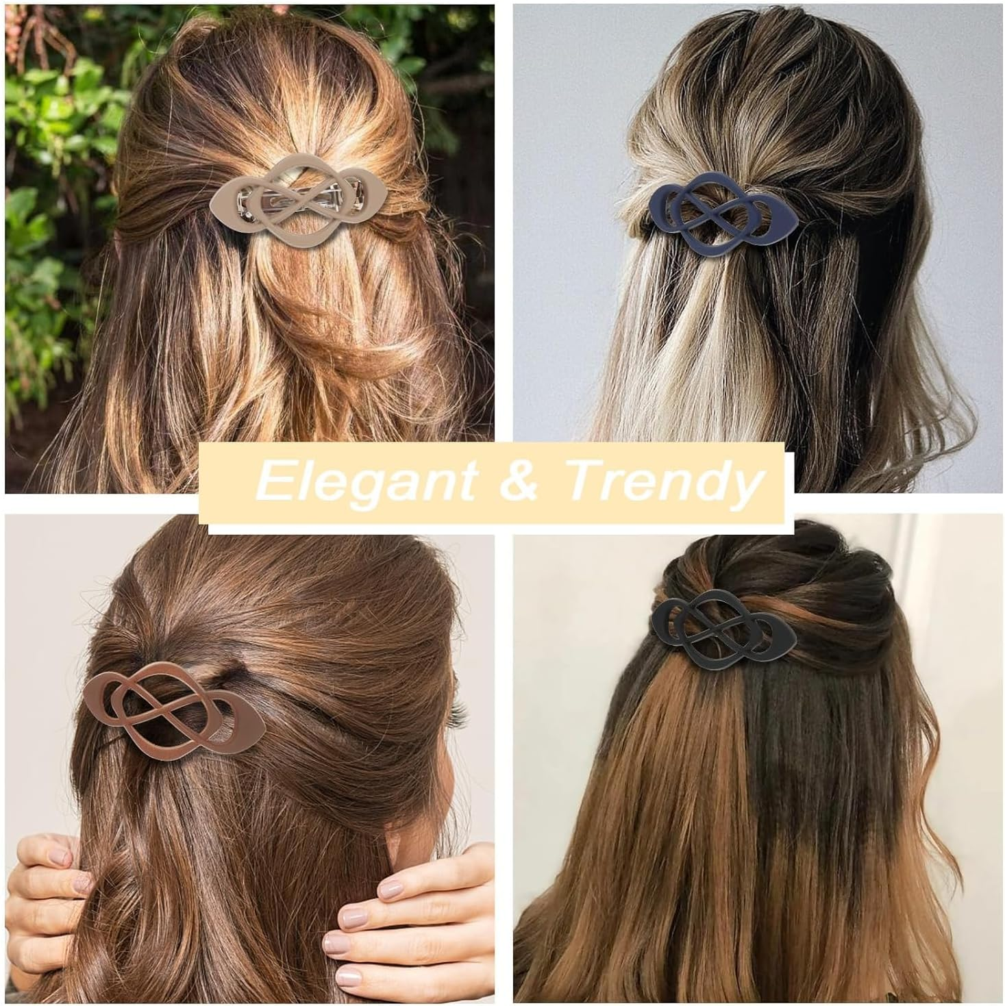 Vintage French Barrette Clips Matte Flat Claw Clips, 4Pcs Flat Hair Clips French Hair Claw Clips for Women and Girls image number 6