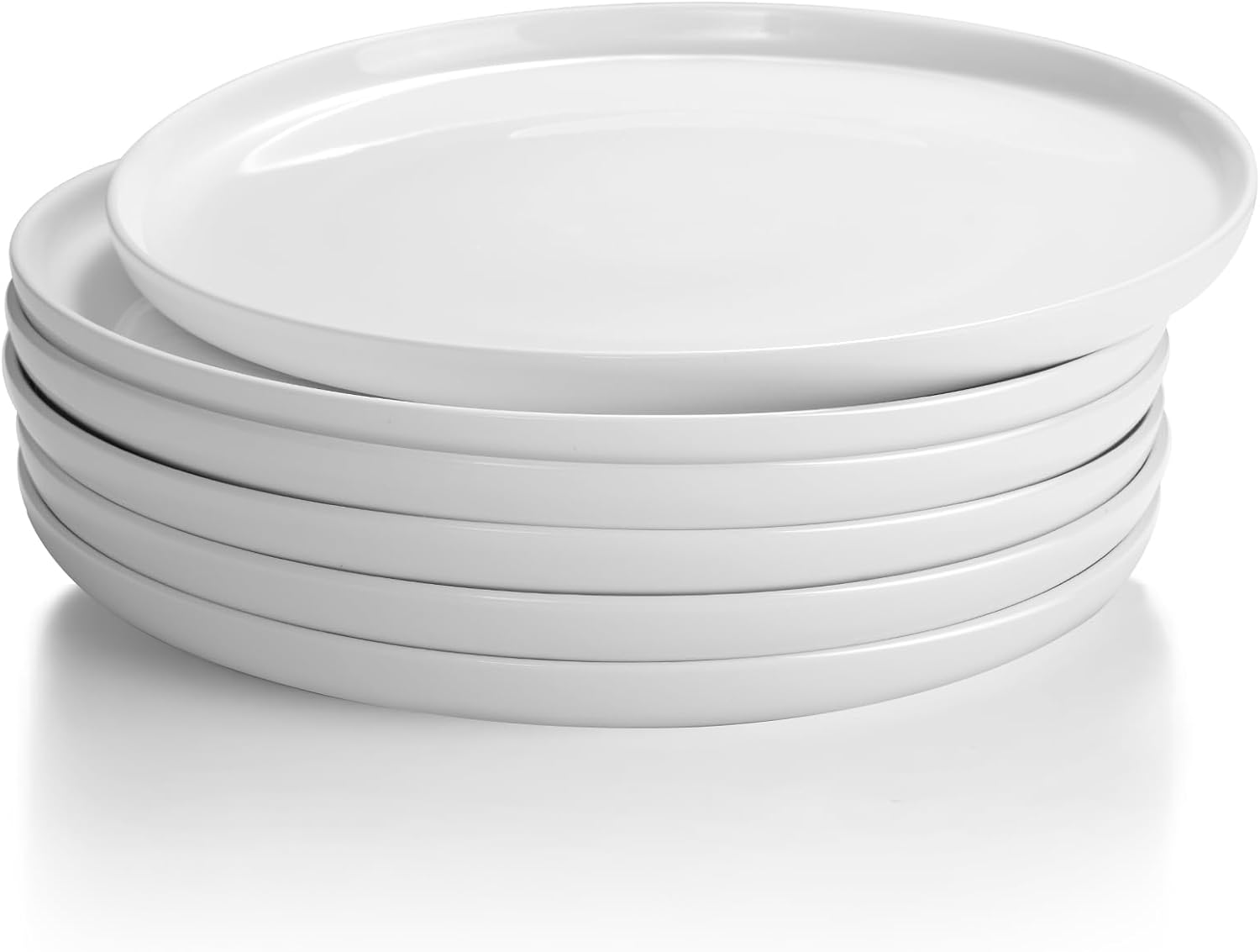 Antokueh 10 Inch White Ceramic Plates Set of 6,Round Porcelain Plate, 6-Piece Salad Dishes with Lipped Edges for Steak, Dessert, Dishwasher Oven Safe image number 2