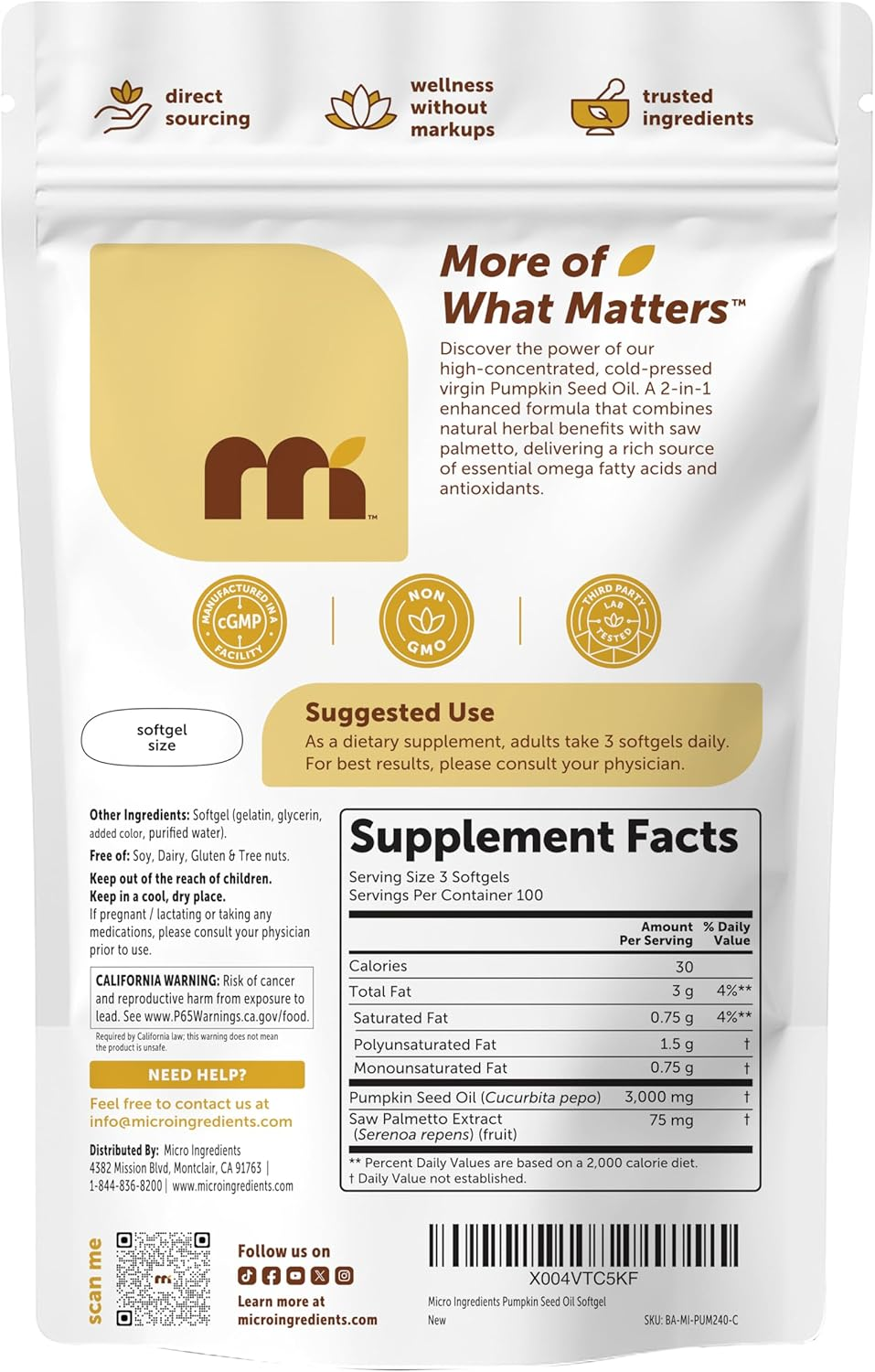 Pumpkin Seed Oil with Saw Palmetto, 3,000Mg per Serving, 300 Softgels | Cold Pressed, Pure Virgin Oil, Herbal Supplement | Supports Urinary, Bladder & Prostate Health | Non-Gmo