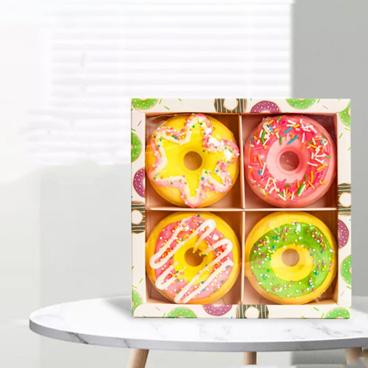 TOVINANNA Doughnut Shape Set 4Pcs 100G Moisturizing Sea Salt Balls Spa Relaxation for Boys and Girls and Adults Assorted Styles Random Style image number 6