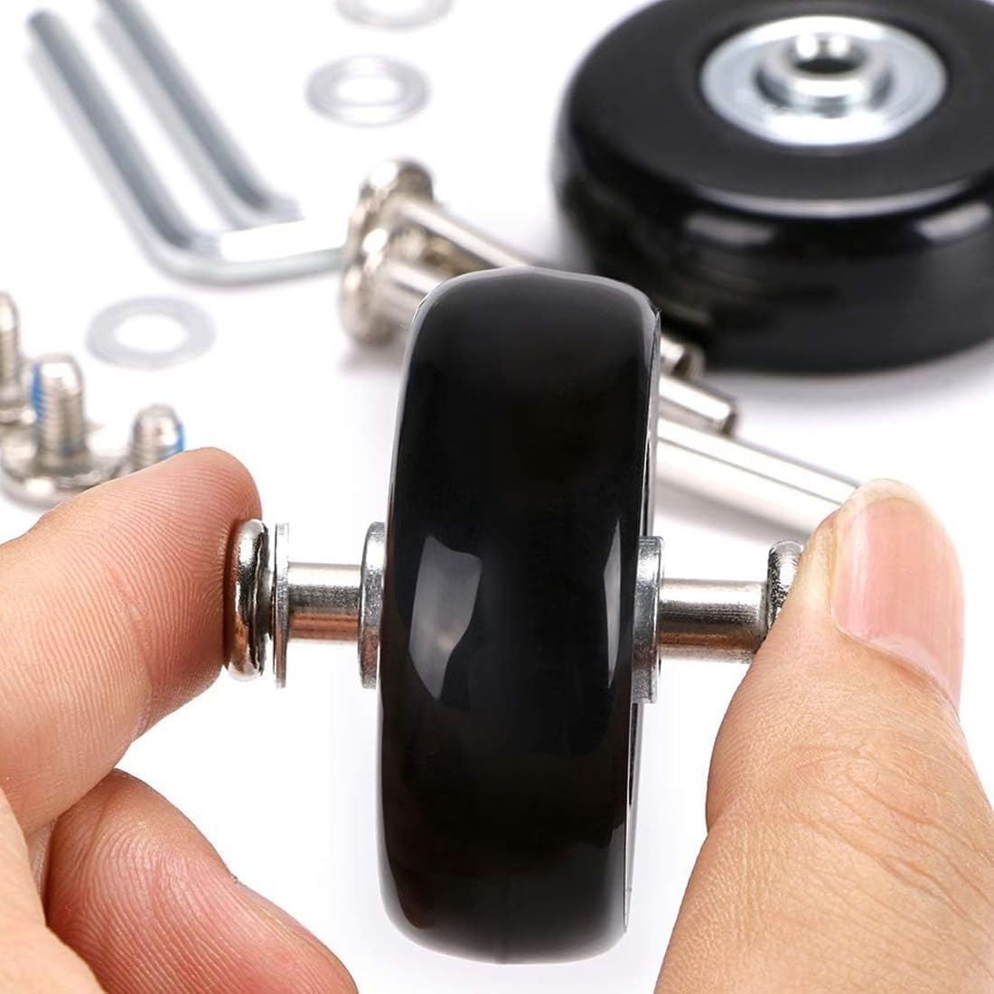 4 Wheels Wear-Resistant Mute Luggage Suitcase Replacement Wheels Rubber Swivel Caster Wheels Repair Kits (45Mm X 18Mm Set of 4) image number 6