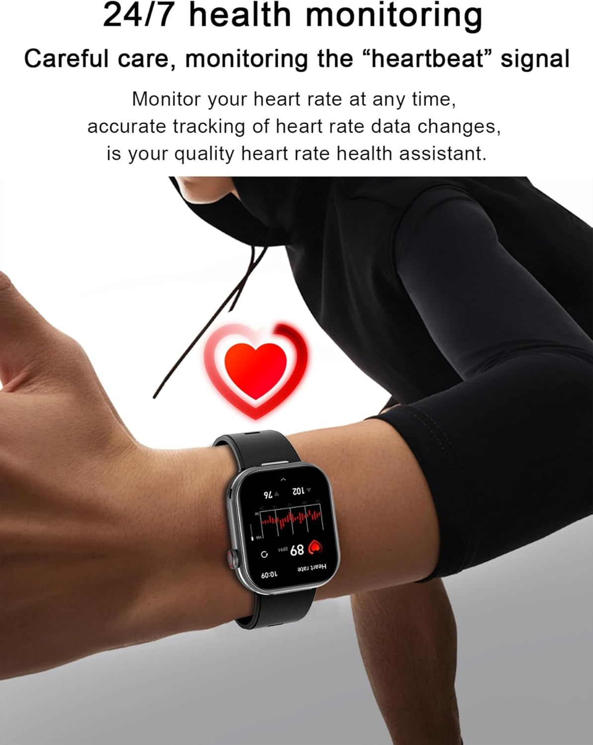 AIEK Smart Watch, Built-In Bluetooth Headphones Heart Rate Sleep Blood Pressure Monitor 2 Inch Touch Display Fitness Watch for Ios Android Smartphone Sports Watch for Men Women (Silver) image number 3