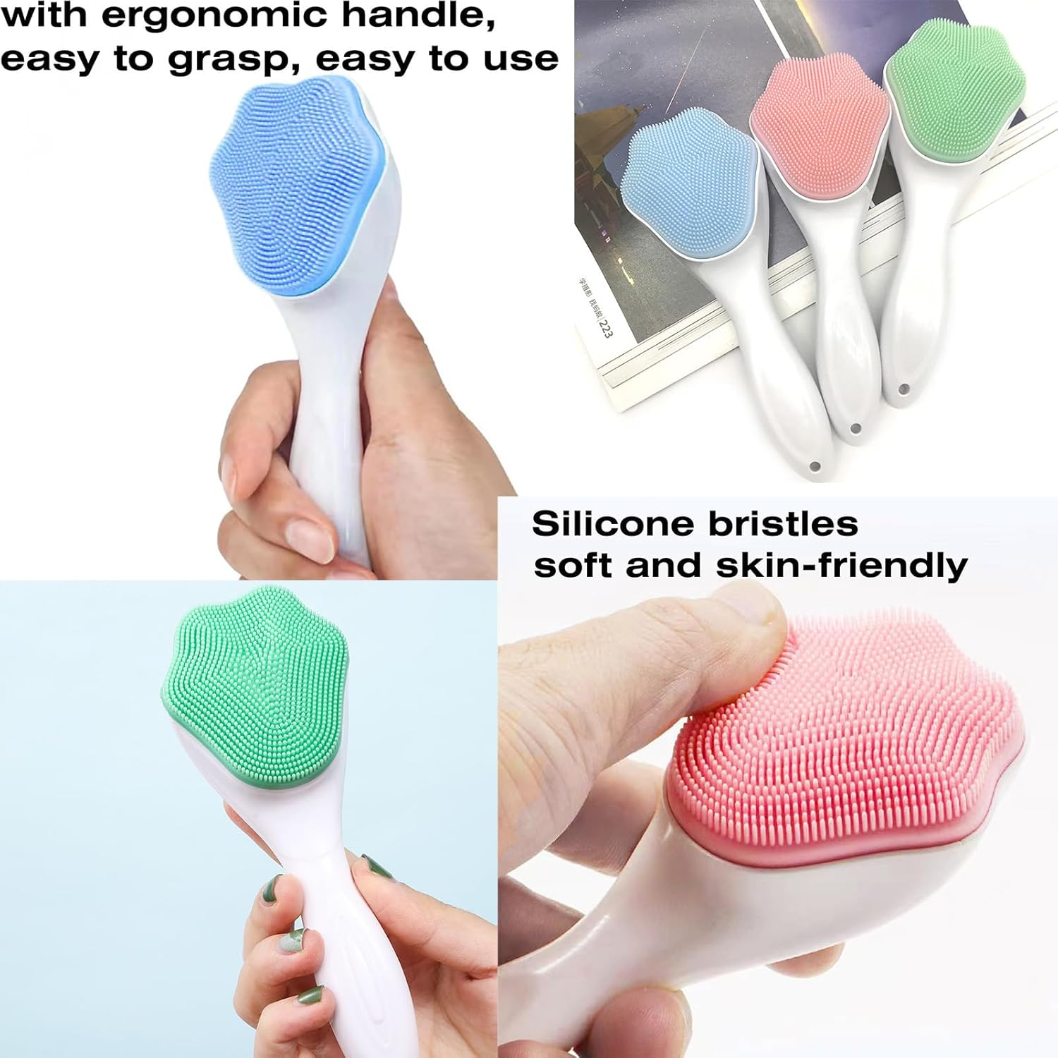 Face Scrubber and Exfoliator Brush,3 Pcs Facial Cleansing Brush Face Exfoliator Scrubber Brushes for Blackhead, Acne, Pore,Deep Cleaning Skin Care