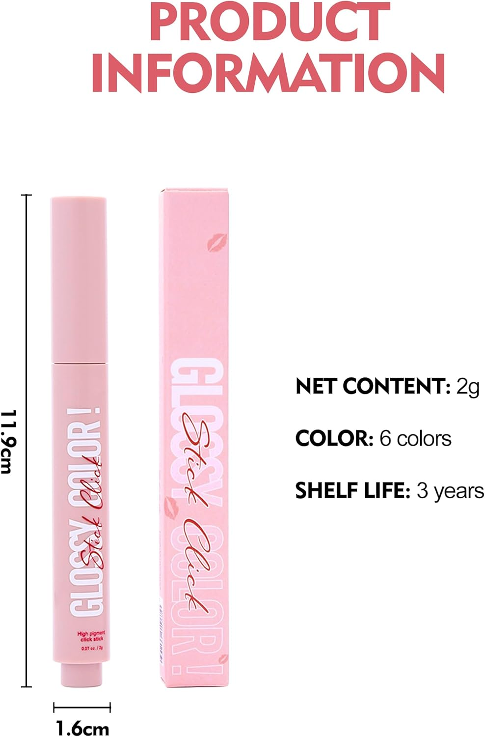 Erinde Glitter Lipstick & Lip Balm 2 in 1, Shimmer Lip Gloss, Moisturising Lipstick, Nourishing Lips Makeup Stick #07 image number 3