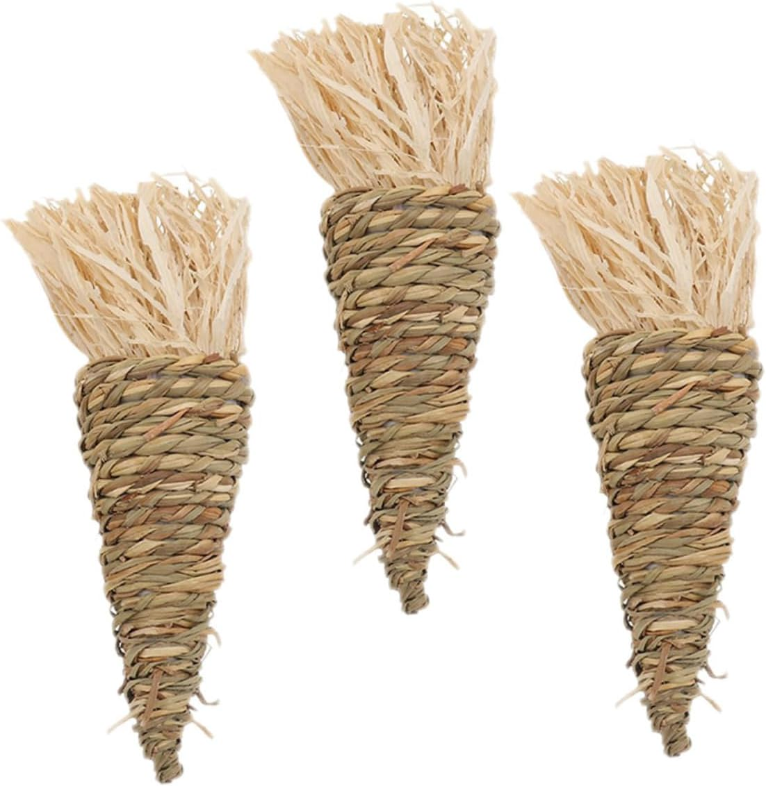 Levemolo 3Pcs Carrot Toy for Rabbit Guinea Pig Hamster Chewable Supply Hay for Bunny Enrichment Small Animal Molar Toy