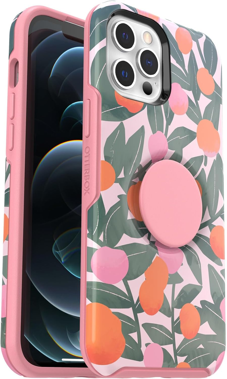 Otterbox + Pop Symmetry Series Case for Iphone 12 Pro Max (Only) - Non-Retail Packaging - Stay Peachy (Pink Graphic) image number 1