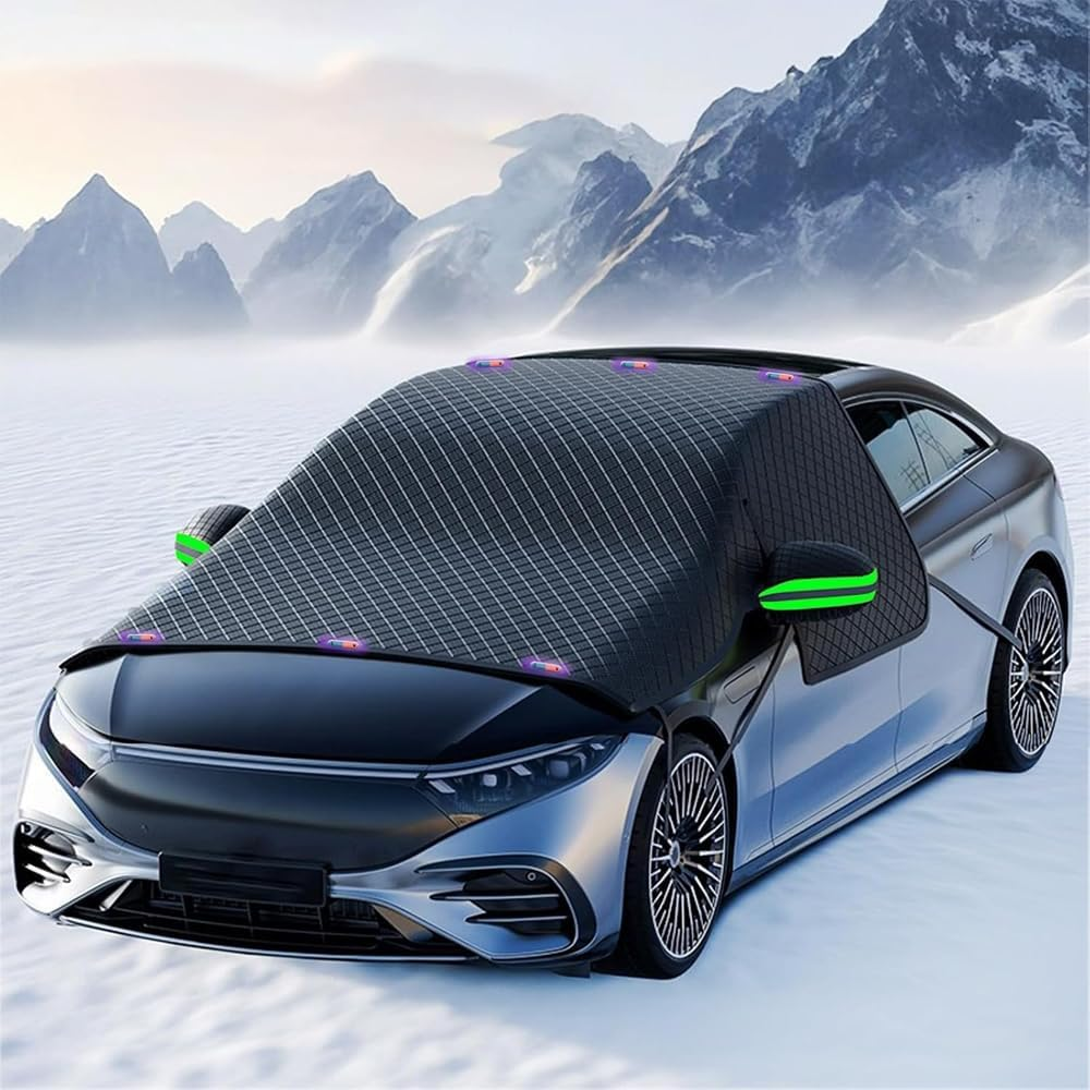 Windshield Snow Cover, Car Windshield Cover for Ice and Snow, Automotive Large Magnetic Windshield Frost Cover with Side Window and Mirror Protector in Winter, Suitable for Most Vehicle,Sedan,Suv image number 4