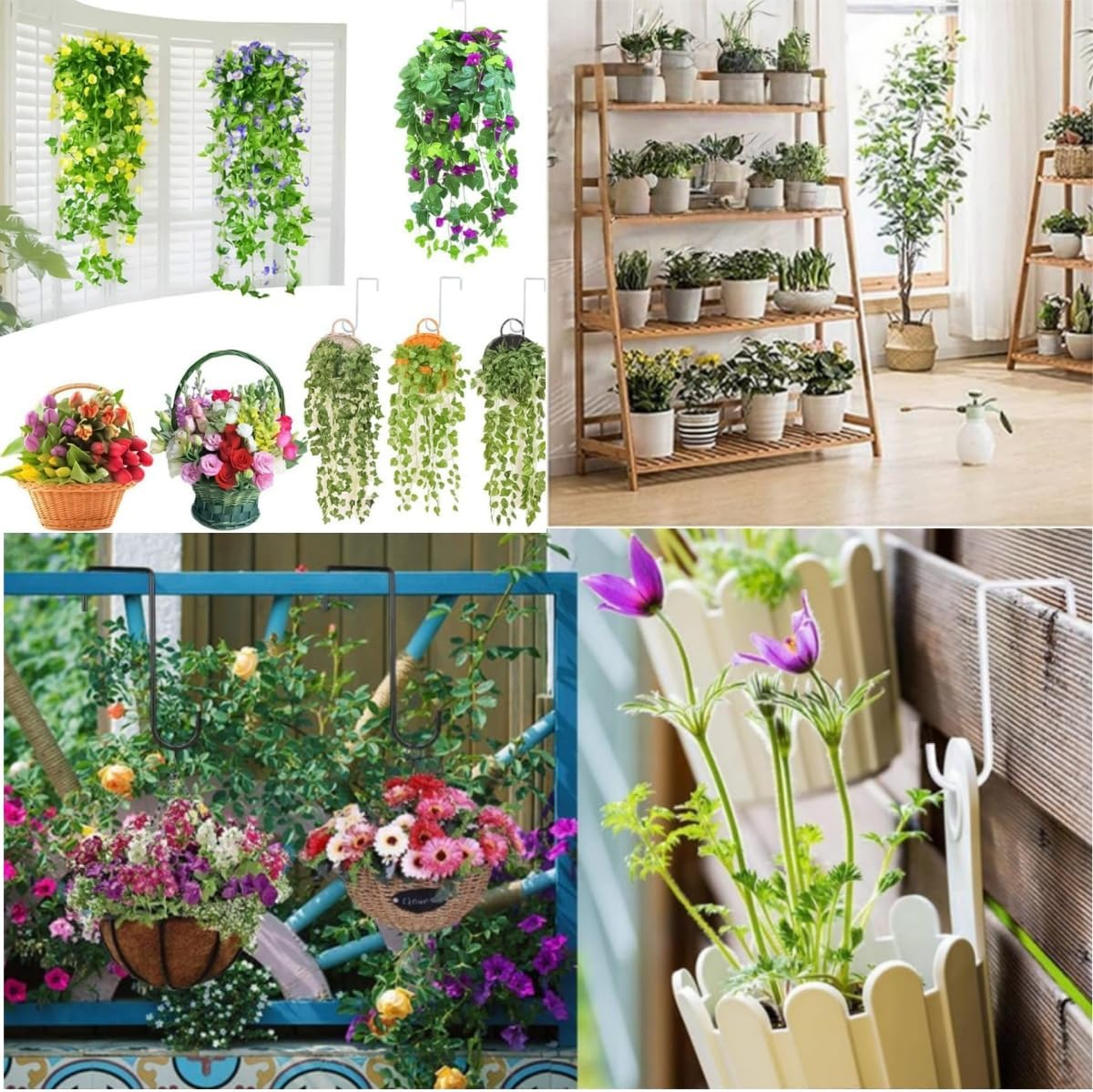 8 Pcs over the Door Hooks,Heavy Duty over Door Hooks Stainless Steel Plant Hanger Garden Hanging Brackets，Shoe Bag, Hats, Plants, Planters, Bird Feeders image number 1