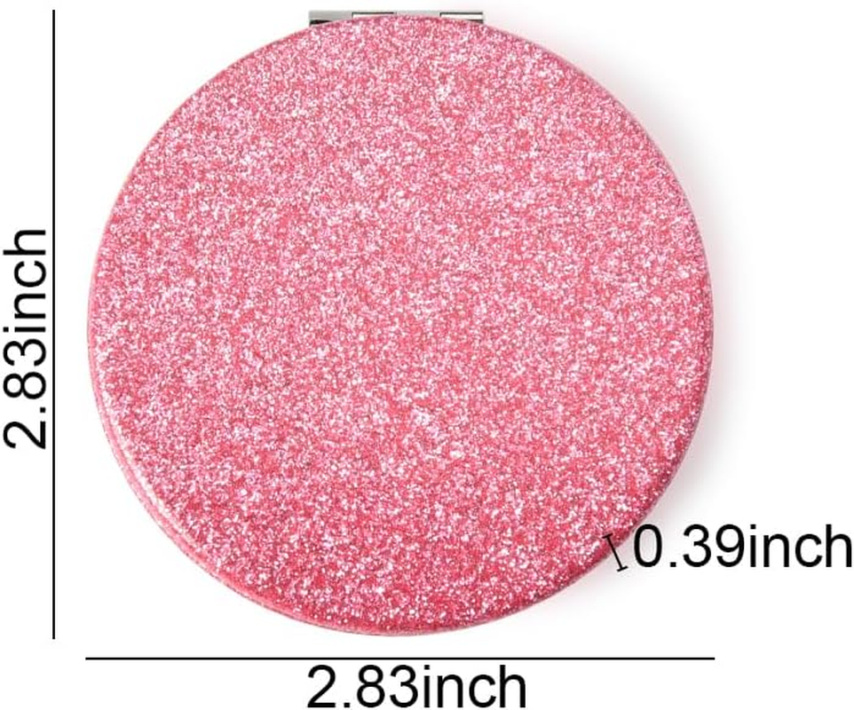 Pink Compact Mirror for Purse - 1X/2X Magnifying Mirror with PU Leather Case - Portable Hand Mirror image number 4