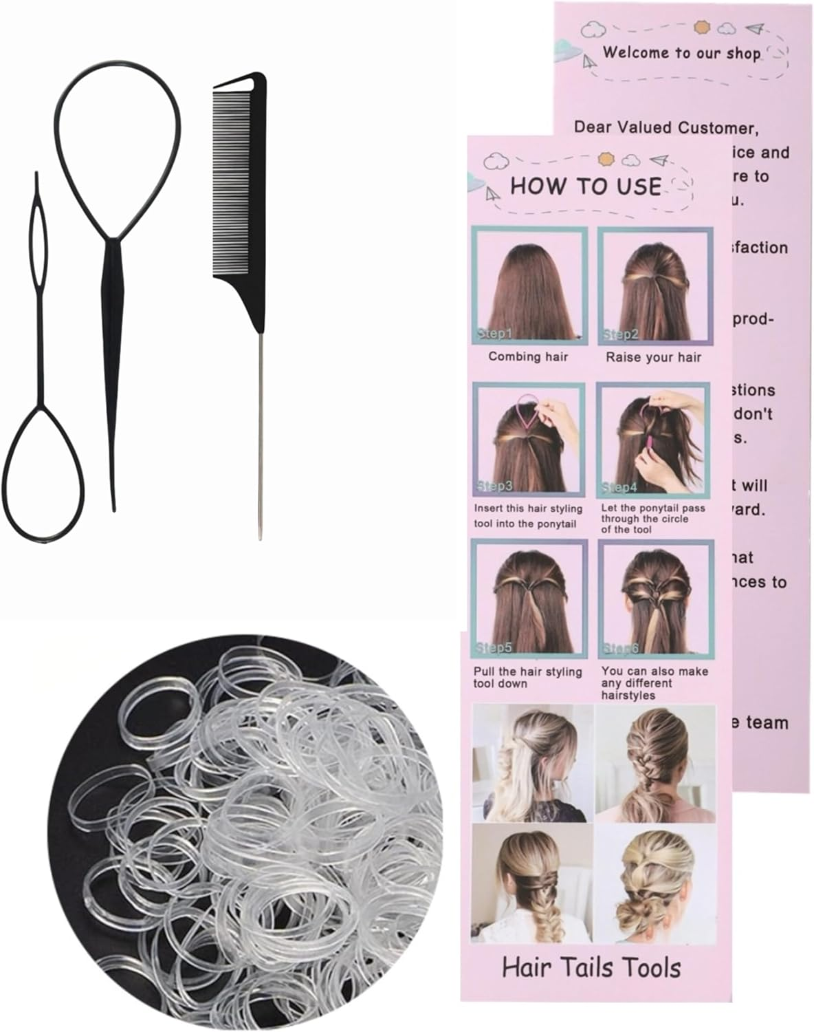 3 Piece Hair Braiding Tool Kit Professional Hair Styling Set for Perfect Braids, Includes Hook, Comb, Clips, and Accessories Ideal for Beginners and Expert (Black) - Blue image number 3