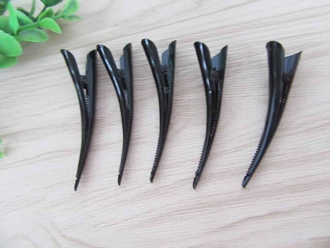 100Pcs Black Single Horn Shape Hairstyle Alligator Hair Clip Bar image number 2