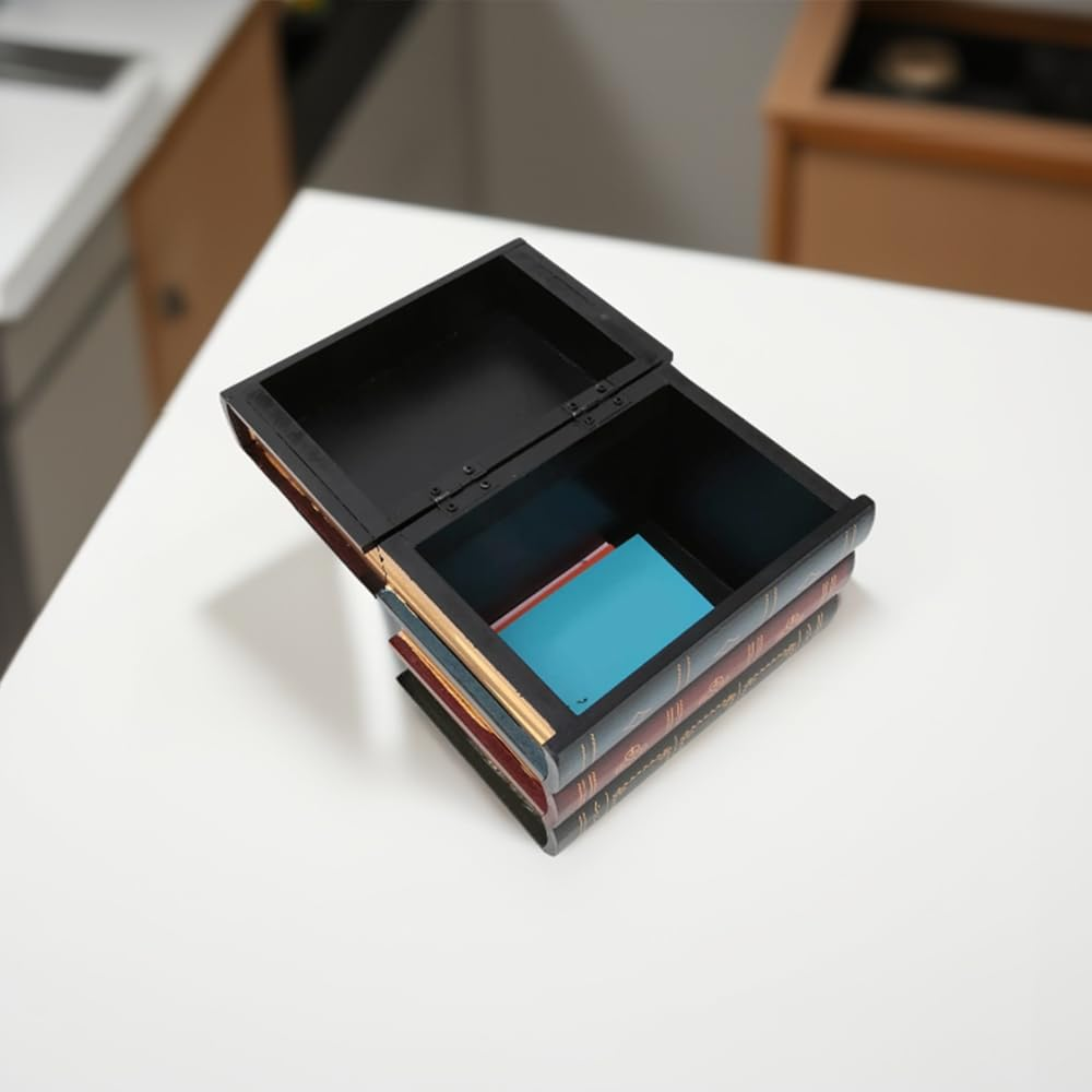 Fake Books Wooden Storage Box, Decorative Book Boxes, European Antique Book Decorations Vintage Books Storage Box, Bookends Storage Box for Home Office Shelf Photo Props Storage Decoration image number 5