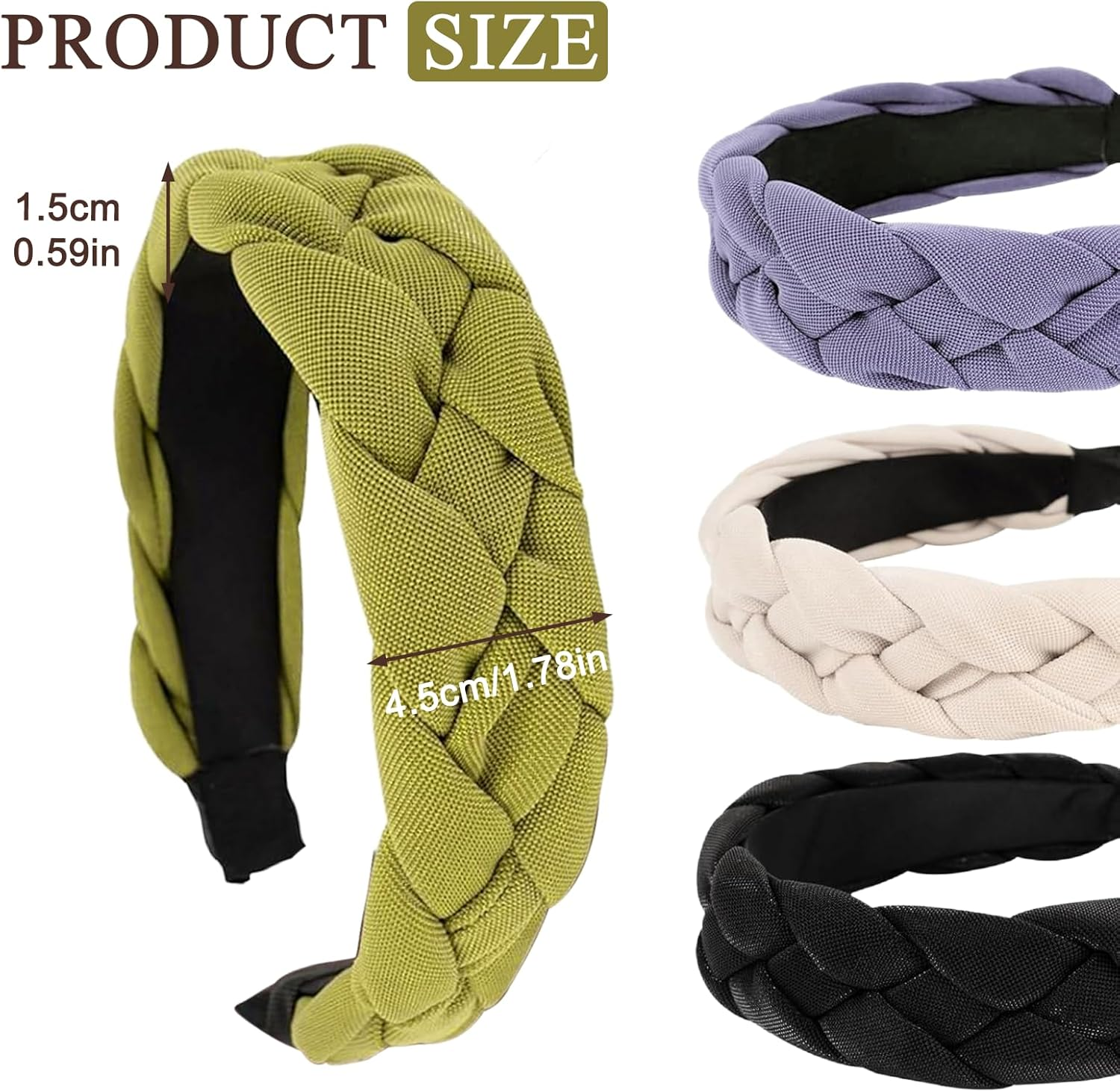 Vintage Padded Headbands, Chmiss Costume Headband Women, Pack of 4 Vintage Headband, Wide Vintage Headband, Velvet Braided Headband, for Women and Girls image number 3