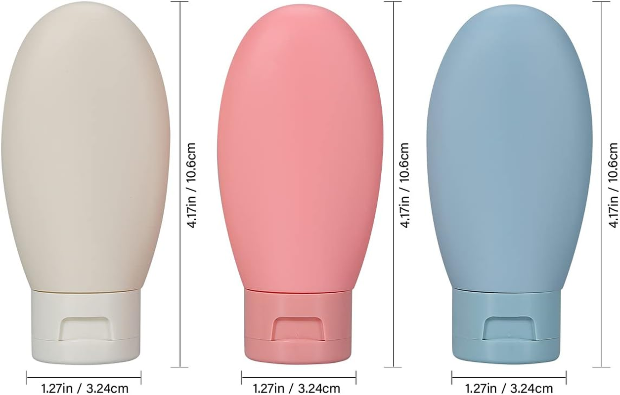 3 Pcs Travel Bottles Set,60Ml Travel Bottles & Containers,Small Mini Empty Plastic Squeeze Bottles for Travel Toiletries,Shampoo and Conditioner with Storage Bag image number 6