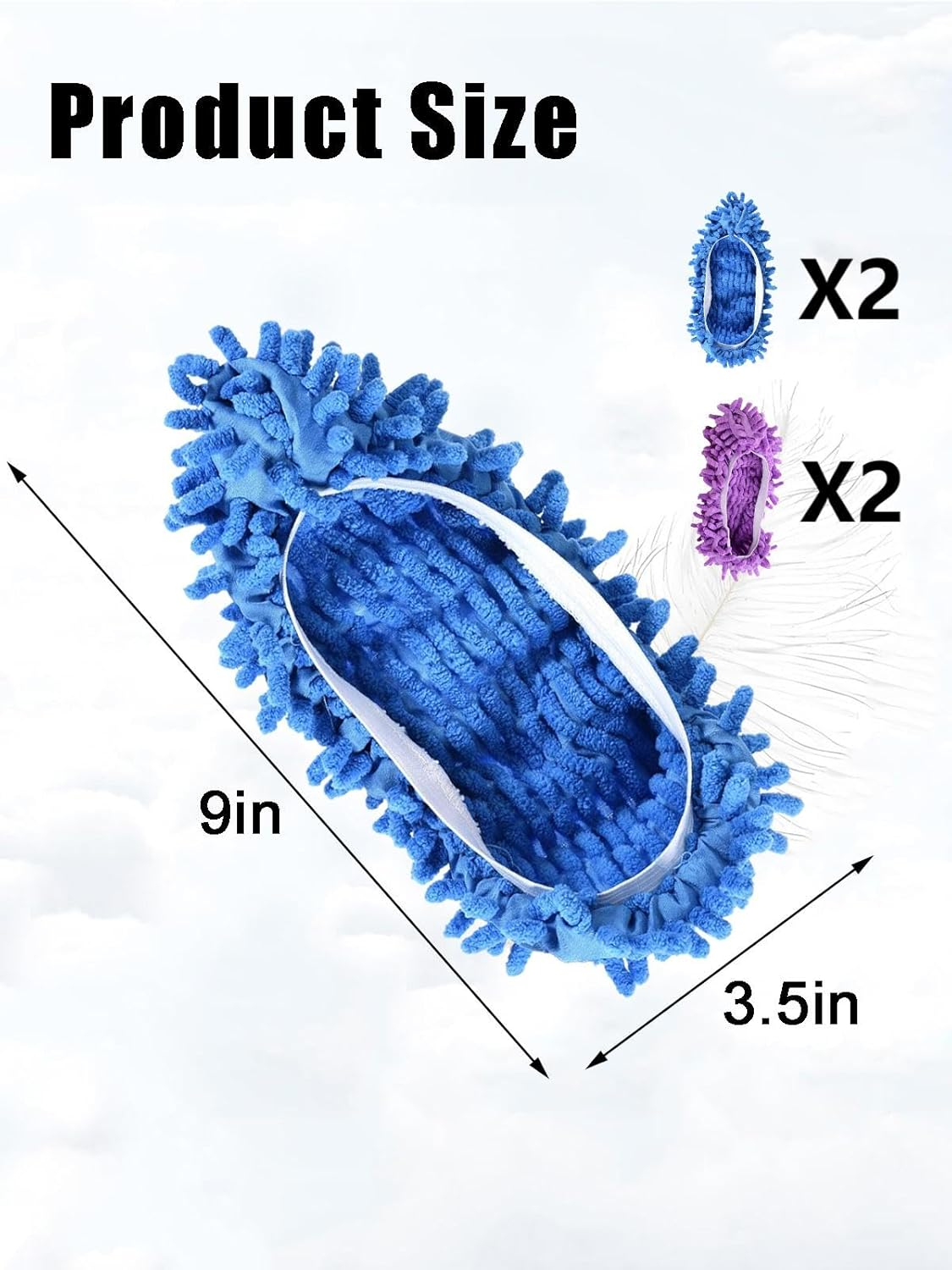 Microfiber Mop Slippers Shoes Cover, Reusable Floor Cleaning Shoes for Bathroom, Kitchen, House Polishing - 2 Pairs, Washable Dust Duster Shoes Cover image number 2