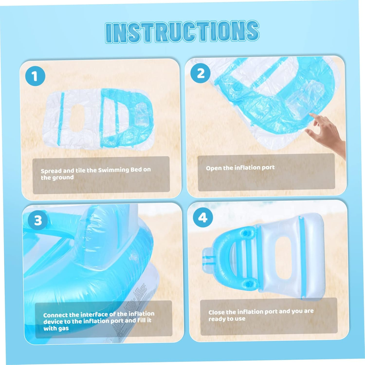 PVC Floating Bed Pool Party Must-Have Portable Mat Beach Lounger Safety First image number 5