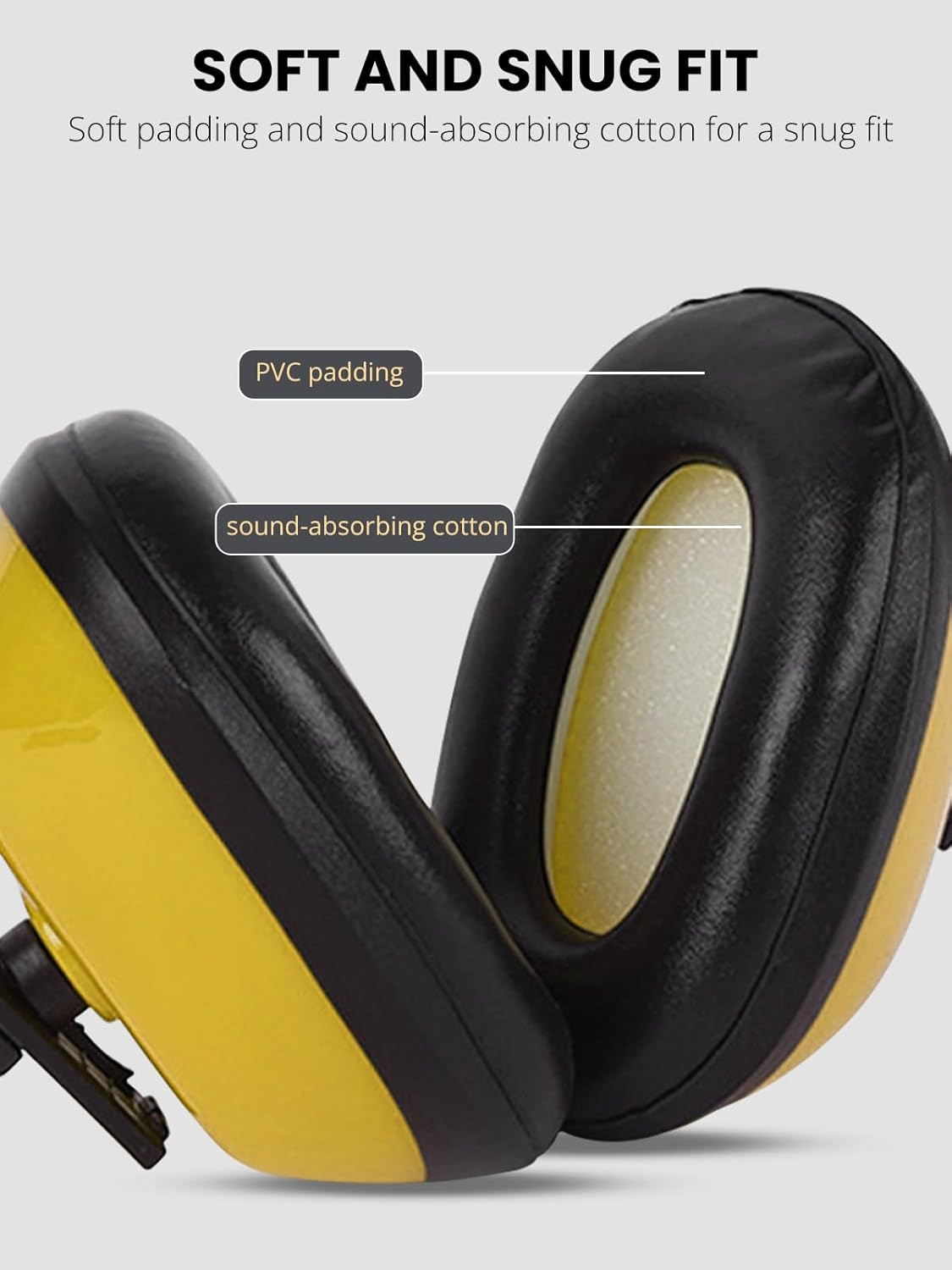 Gizmolet Noise Cancelling Headphones, Thick Padded Ear Protection Earmuffs with Adjustable Headband, Hearing Protection for Shooting, Mowing, Construction and Loud Work, Yellow image number 1