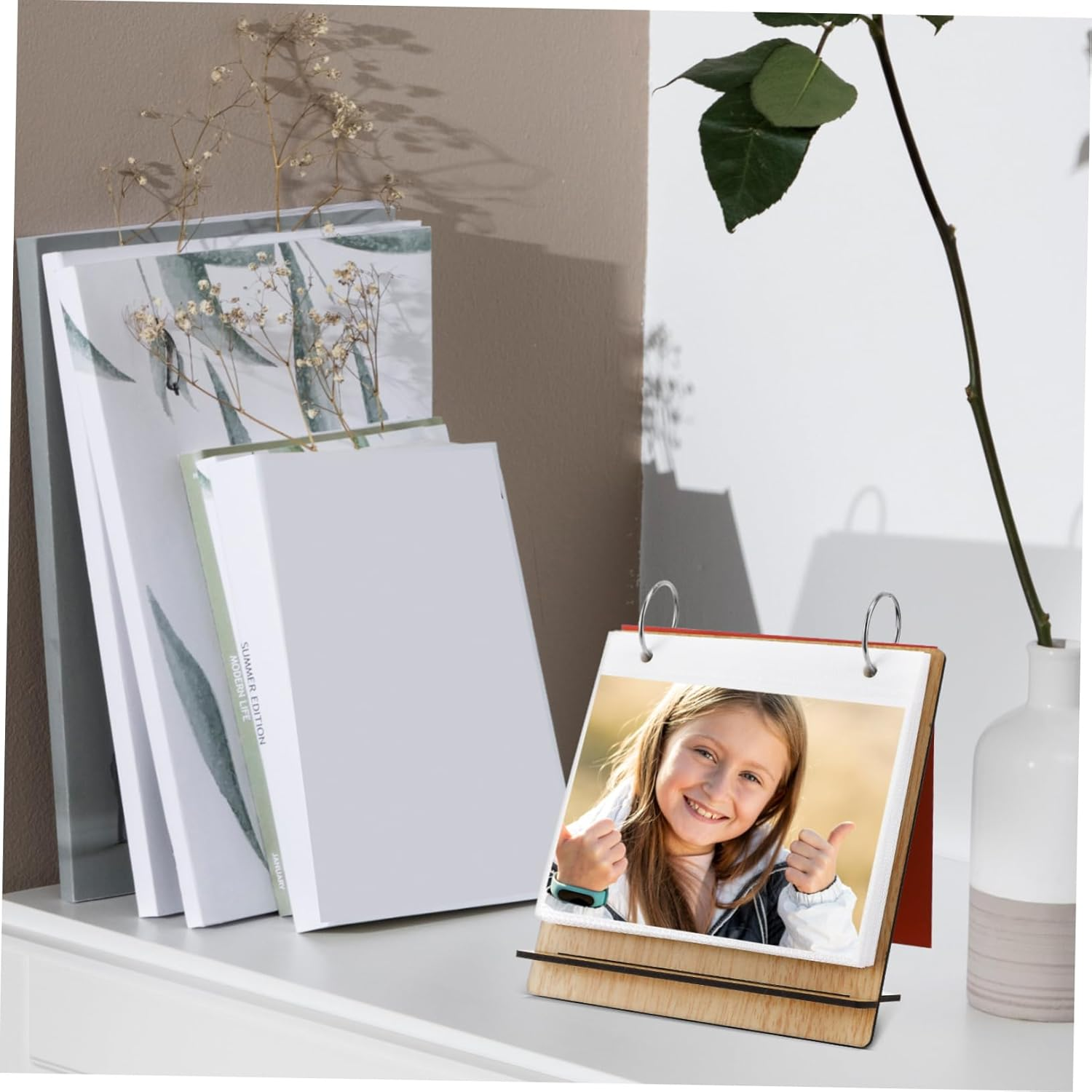 Desktop Flip Photo Album 6.29X5.97Inch Photo Frame 25 PVC Pockets Space-Efficient Baby Album Book image number 6