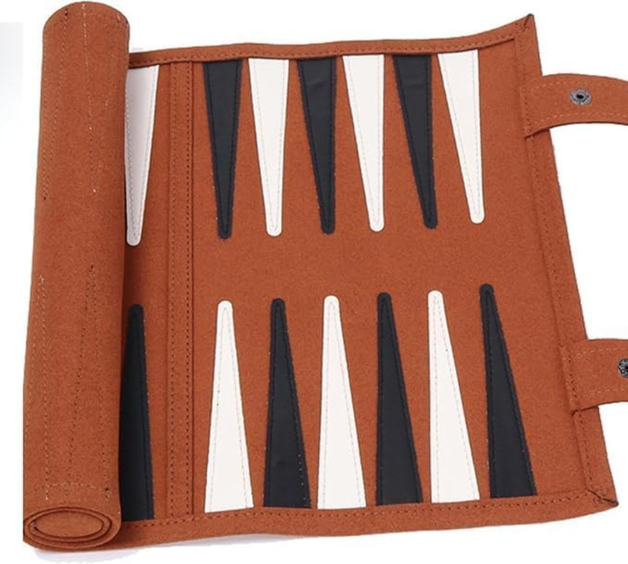 Backgammon Set, Roll up Travel Backgammon Board Game for 2 Players, Luxury Leather Classic Backgammon Set for Board Game(Brown) image number 3