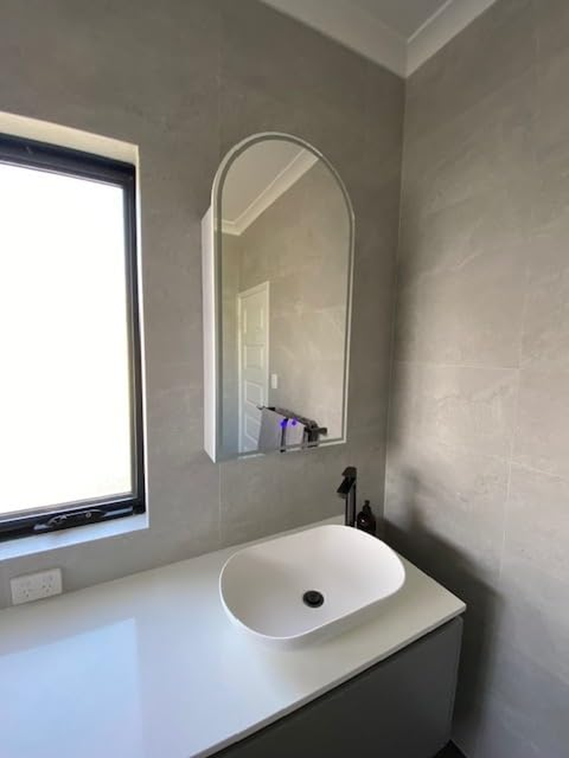 Arch LED Shaving Cabinet Mirror, 50Cm X 100Cm, Frameless, 3-Colour Adjustable Temperature, Soft Close, Dimmable Light, Antifog/Demister, Semi-Recessable