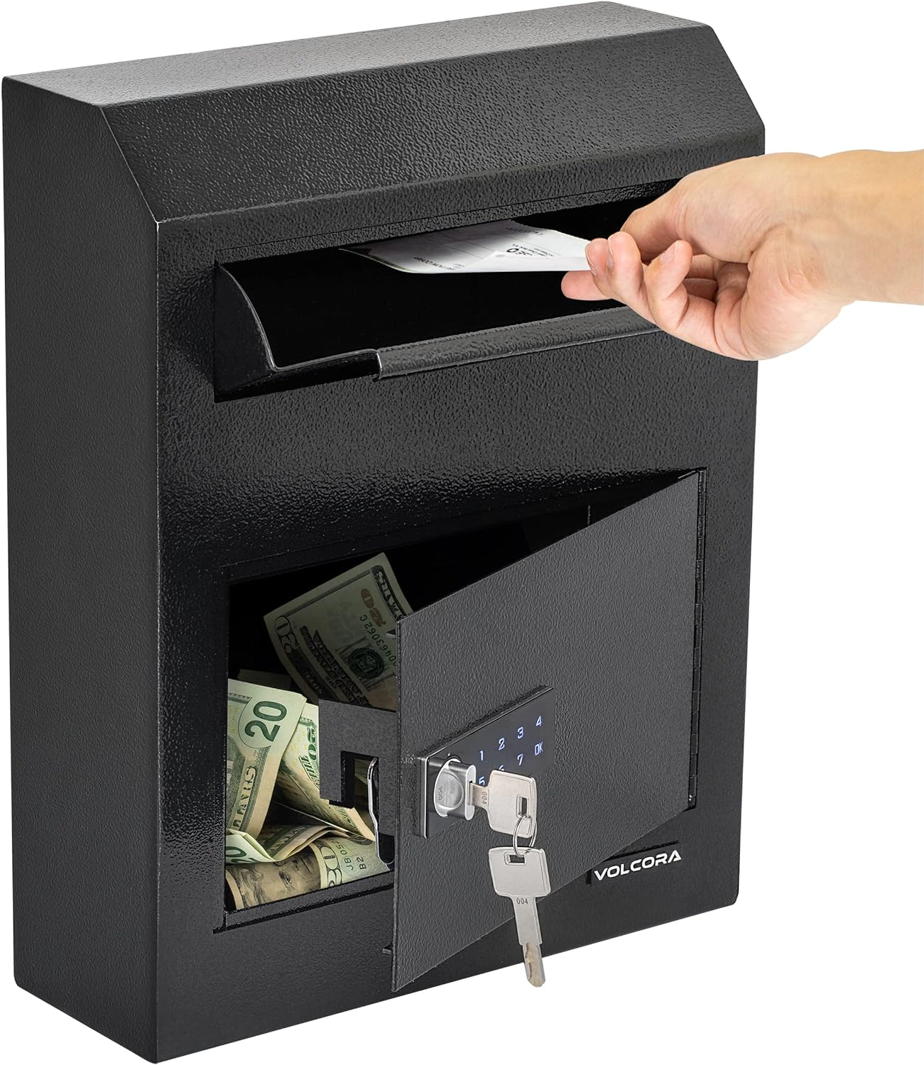 Volcora Key Drop Box with Lock, Drop Slot Depository Safe Box Digital Keypad, Money Drop Safe for Business, Wall Mount Mailbox, Cash Drop Box, Electronic Programmable Lock with Key Indoor Use image number 4