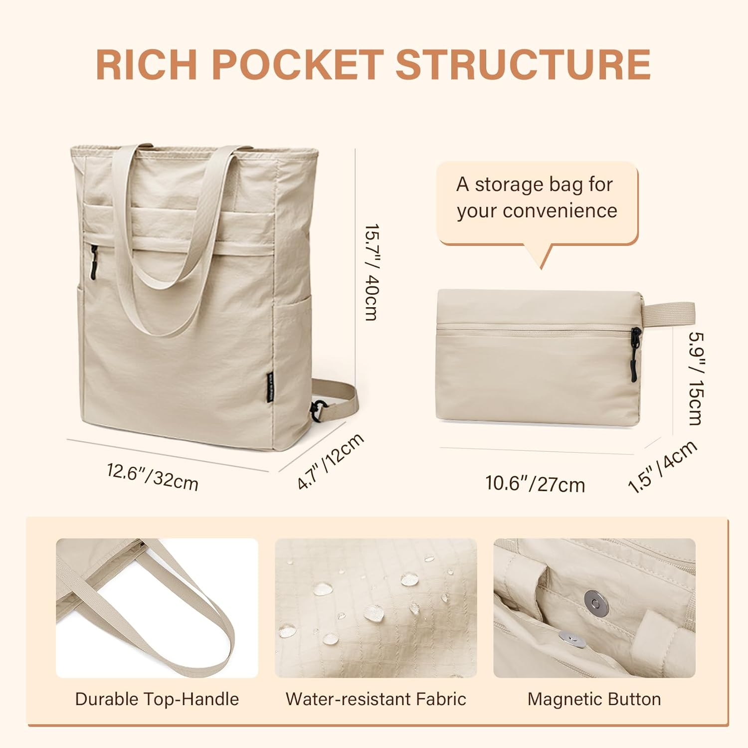 GOLF SUPAGS Foldaway Convertible Tote Backpack Lightweight Nylon Daypack Women Men City Pack Versatile for Leisure Travel image number 2