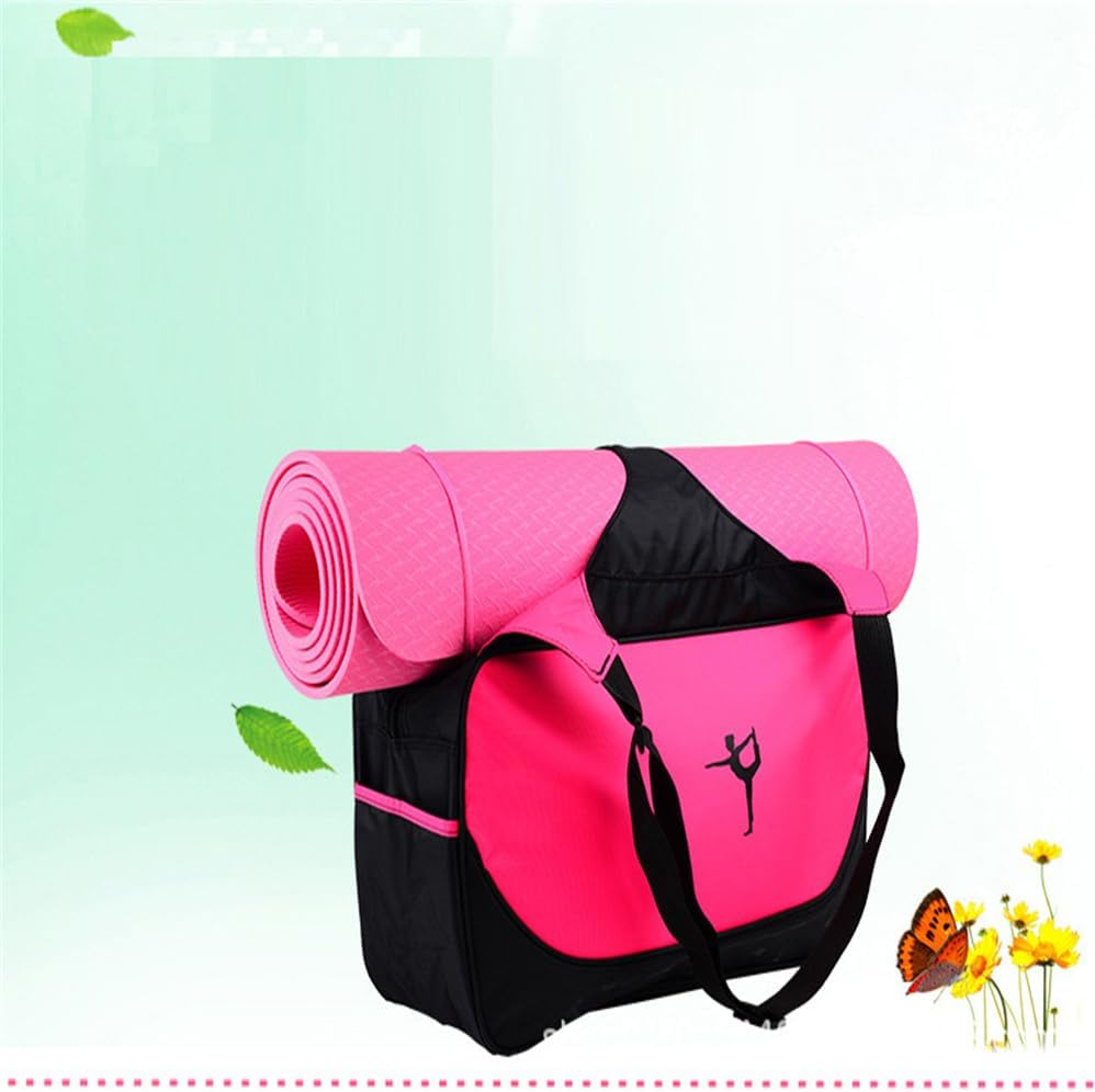 Large Capacity Yoga Bag with Yoga Mat Strap, Fitness Bag, Sports Bag, Travel Bag, Outdoor Handbag; a Handbag Suitable for Travel, Beach, Work, and Sports -Rose Red