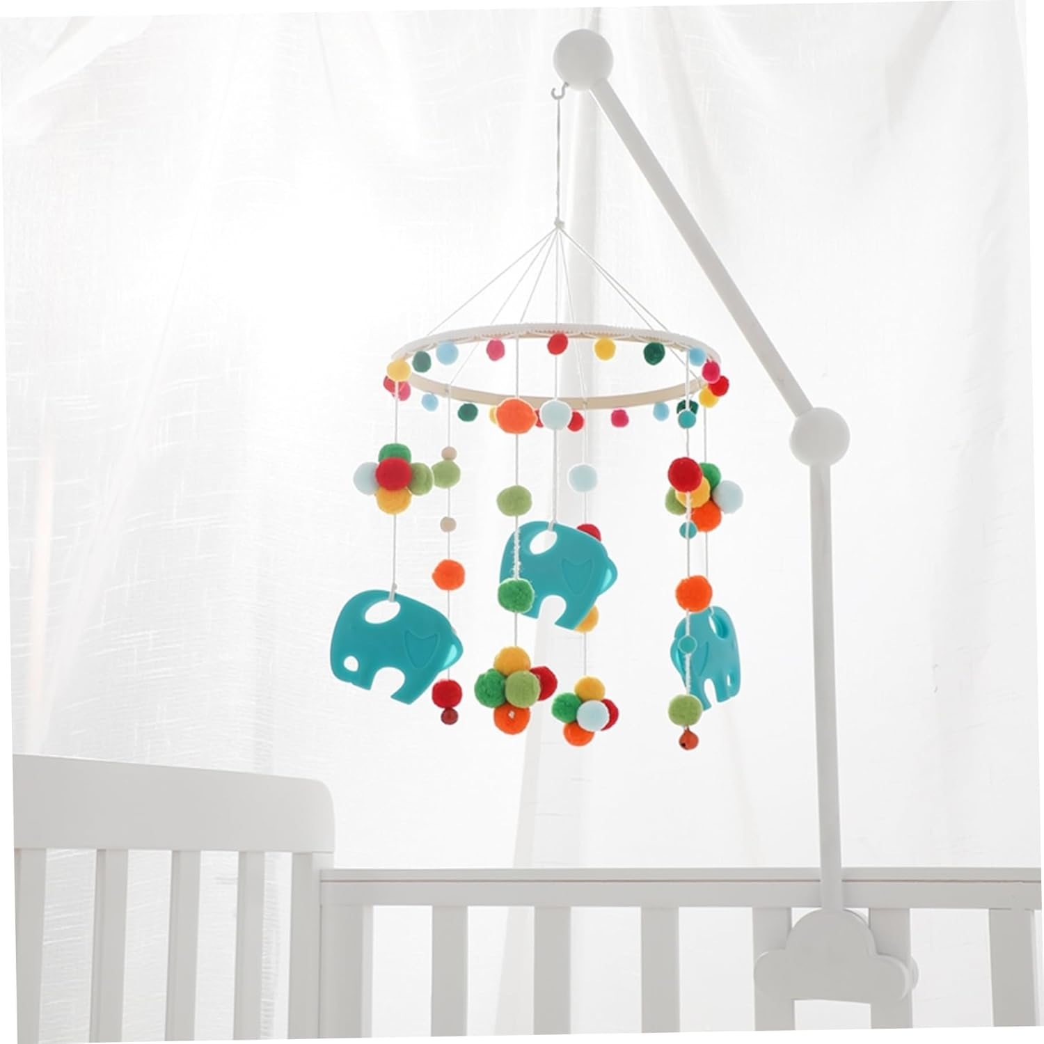 Baby Cot Mobile Arm Baby Crib Mobile Arm Wooden Cloud Design Detachable Adjustable Holder Cute Cot Bed Bell Wind Chimes Hanger Bracket image number 3