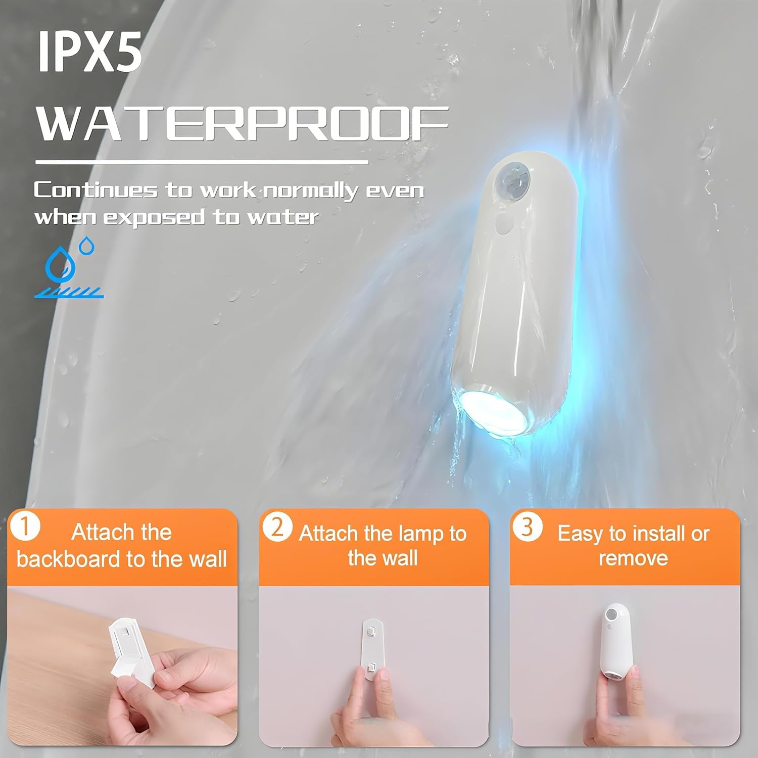 2 Pack Toilet Night Light Motion Sensor,8 Color Changing Rechargeable Toilet Bowl Light for Bathroom Accessories Decor,Splash-Proof Nightlight for Bathroom Hallway,Cool Gadgets Gifts for Women Men image number 5