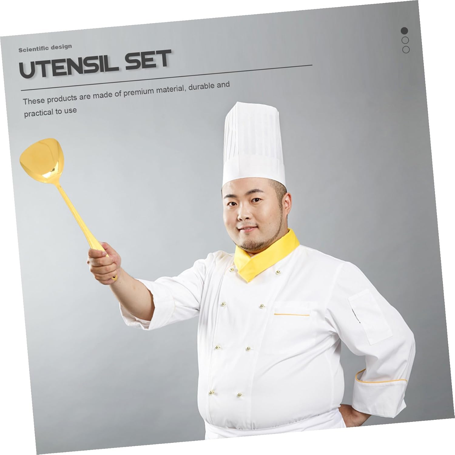 Stainless Steel Kitchen Utensil Set Gold Cooking Spatula and Scoop Kit Ergonomic Design Dishwasher Safe Tools for Stir-Frying and Braising image number 2