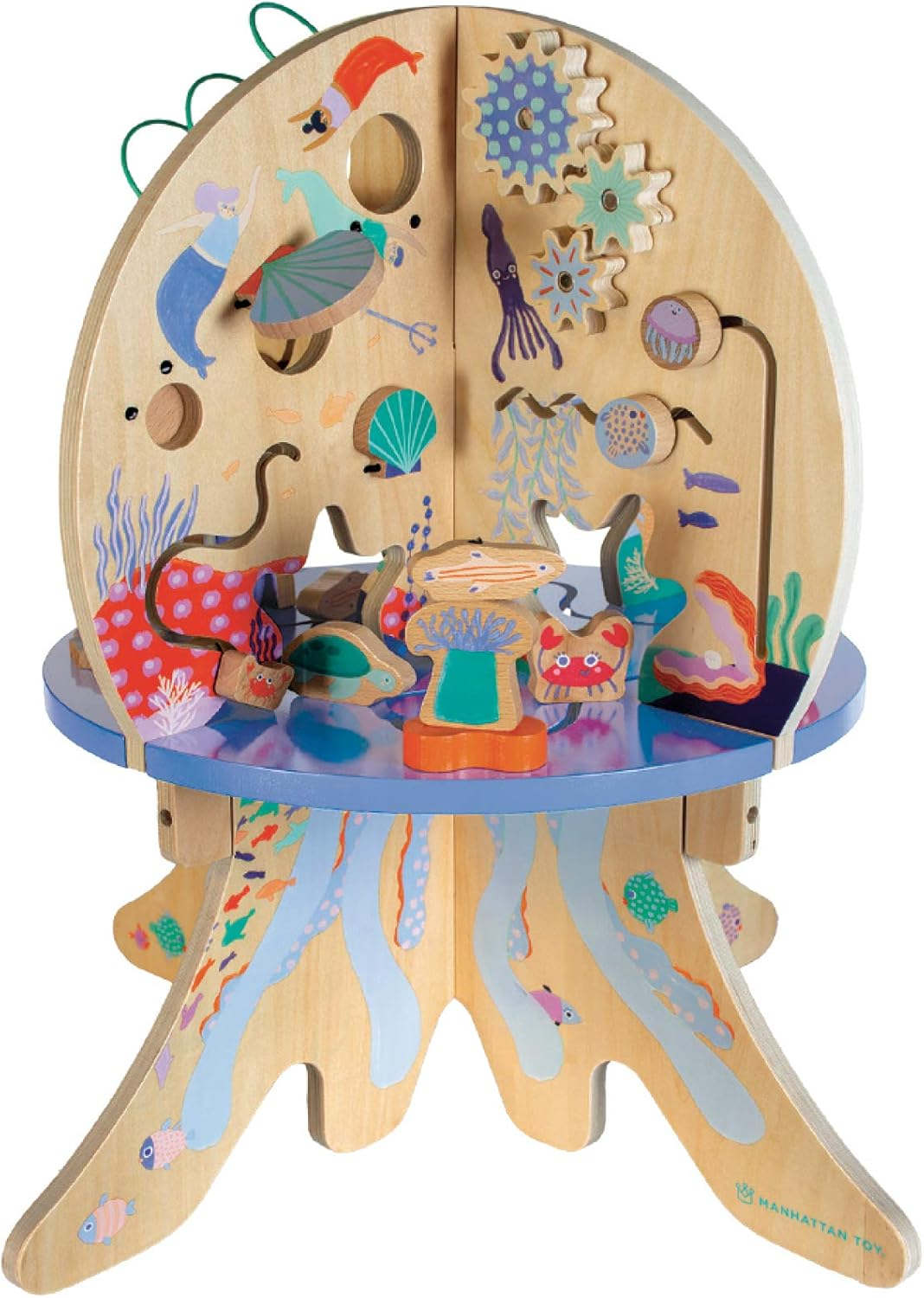 Manhattan Toy Deep Sea Adventure Wooden Toddler Activity Centre with Clacking Clams, Spinning Gears, Gliders and Bead Runs image number 1