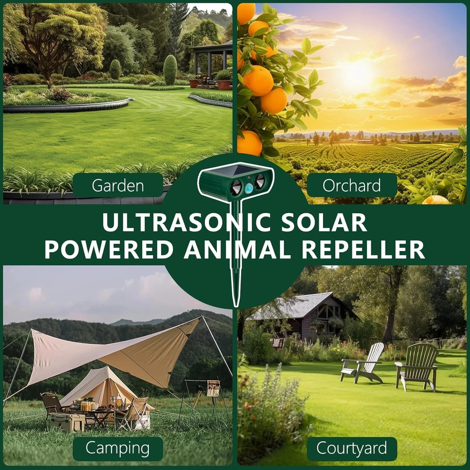 2025 Solar Ultrasonic Animal Repellent, Ultrasonic Cat Deterrents Repellent Defender Rat Squirrel Deer Raccoon Skunk Rabbit Mole Dog, Waterproof with Motion Detector for Yard Lawns Garden Orchard(1) image number 3