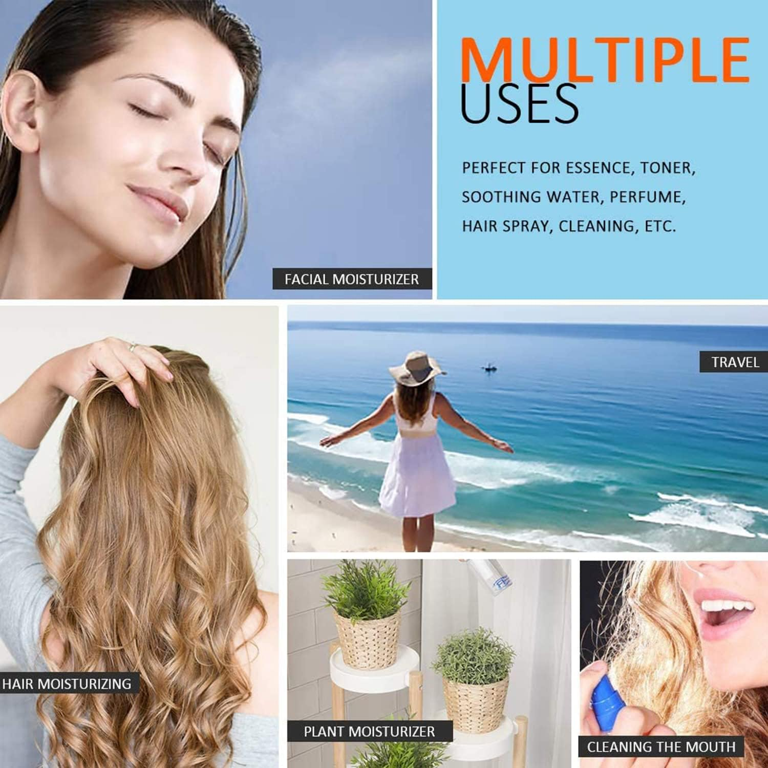 Taicols Fine Mist Spray Bottles, 2 Pcs Skin Care Atomizer with Fine Mist, Travel Spray Bottles, Travel Hair Spray Bottles, Refillable Mini Spritzer for Essential Oils Perfume Liquid Cosmetics(50Ml) image number 3