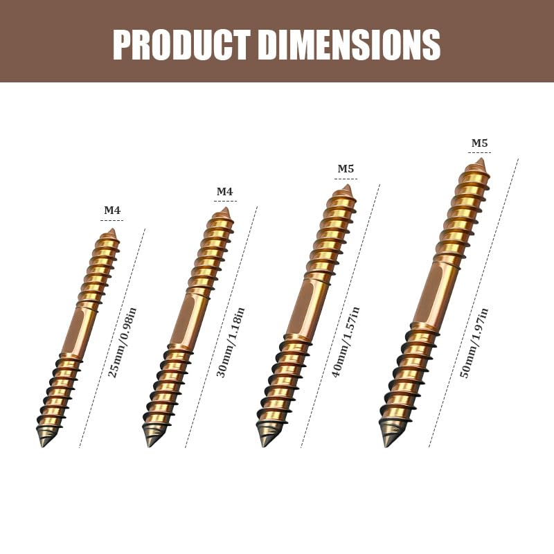 12PCS Double Ended Screw, Hanger Bolts, Double Pointed Head Self Tapping Wood Screws, for Wood Connecting、Furniture Fixing image number 1